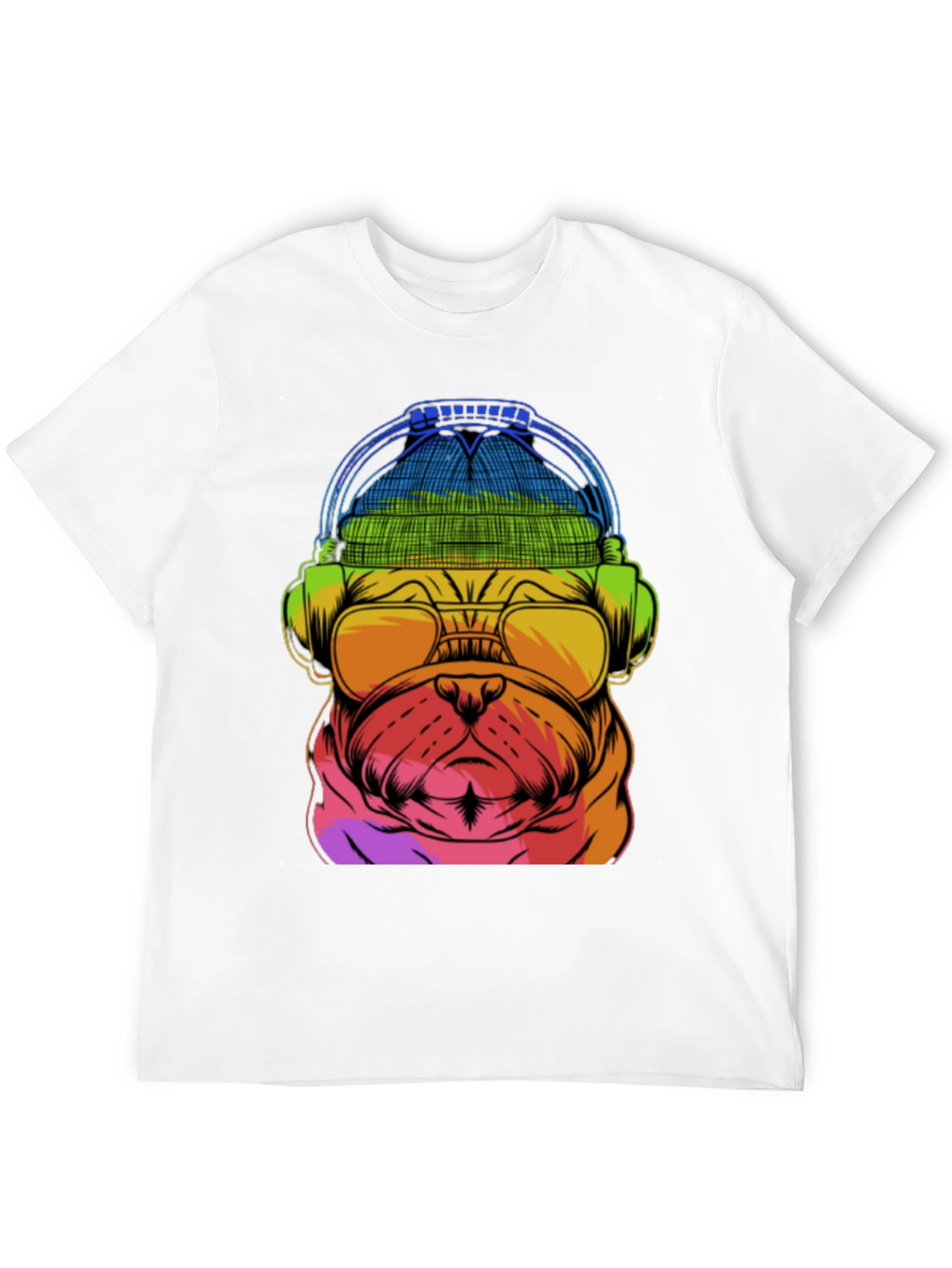 Rainbow Pug DJ T-Shirt - Music Lover Dog Tee