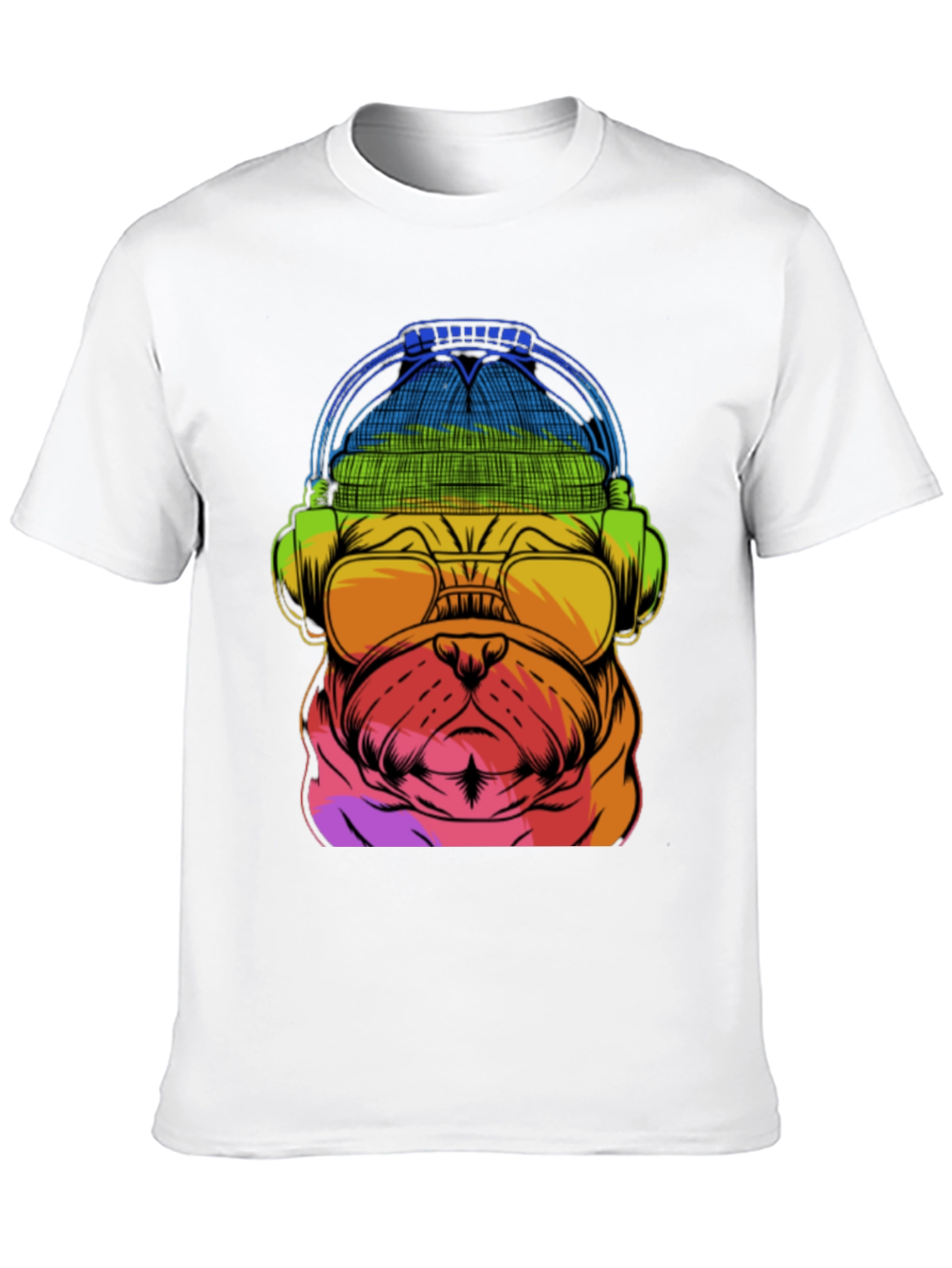 Rainbow Pug DJ T-Shirt - Music Lover Dog Tee