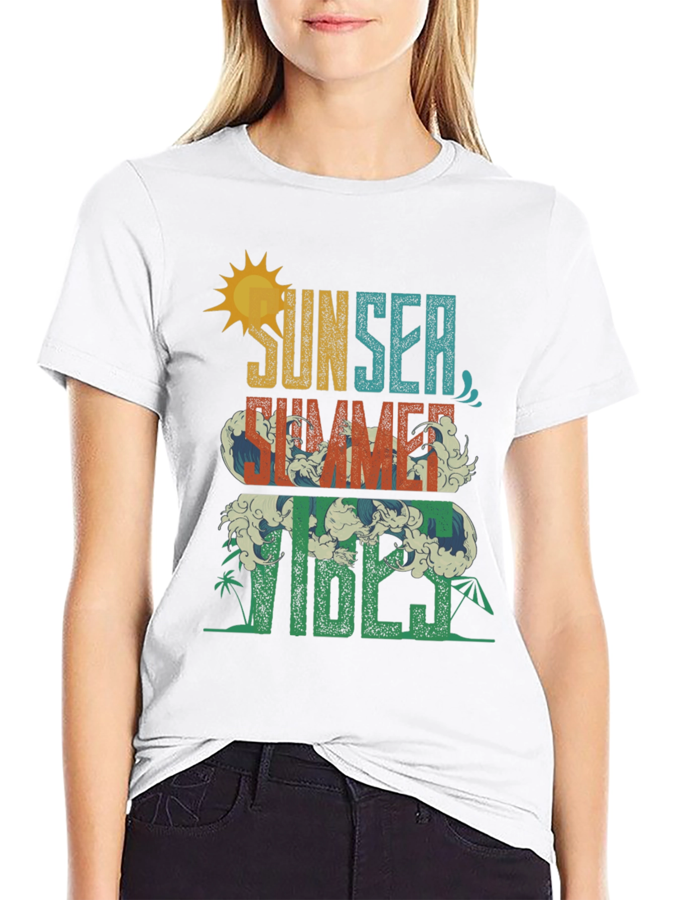 Sunset Summer Vibes Graphic Tee - Black