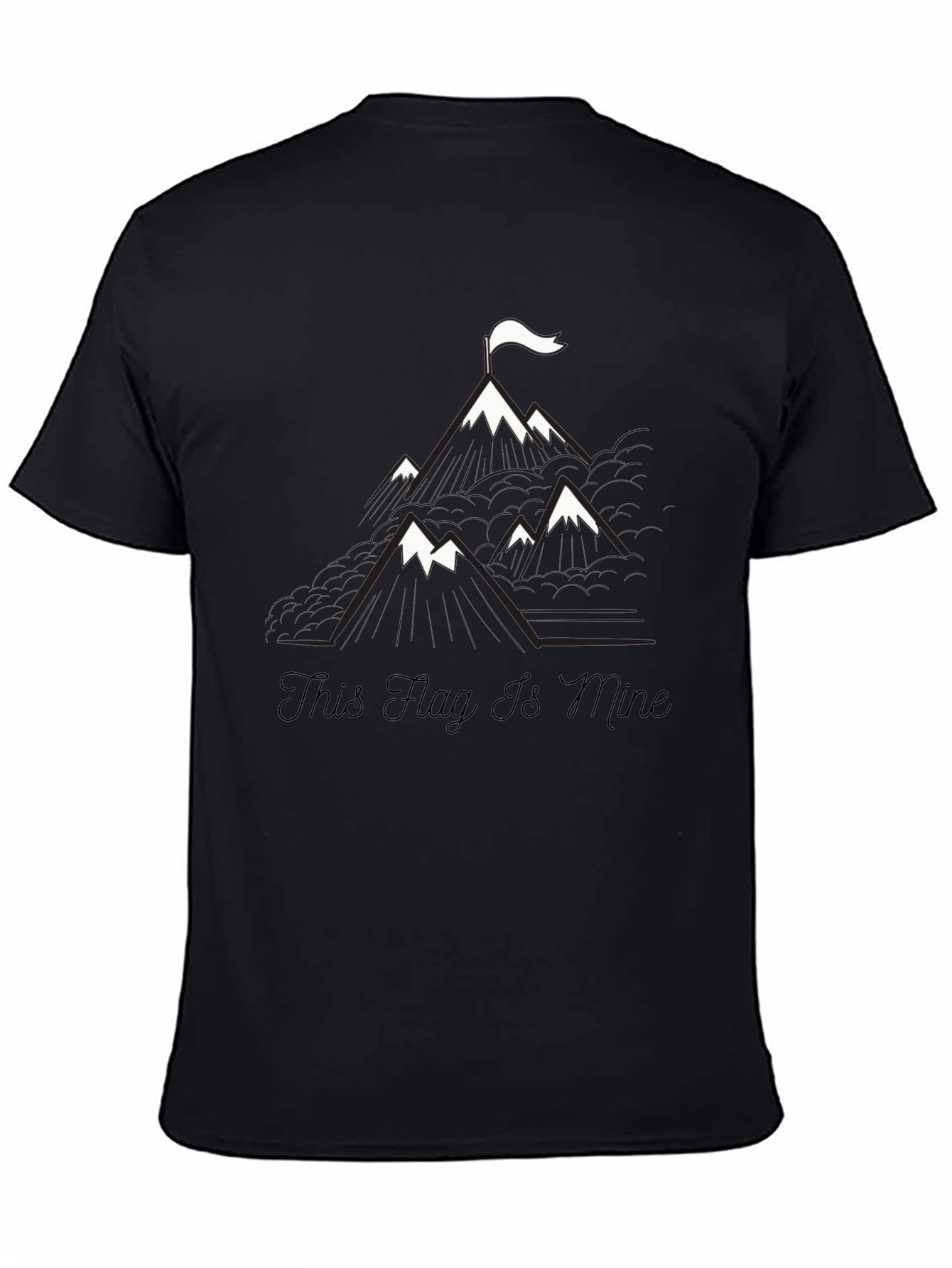 Mountain Flag Graphic Tee - Black Cotton T-Shirt