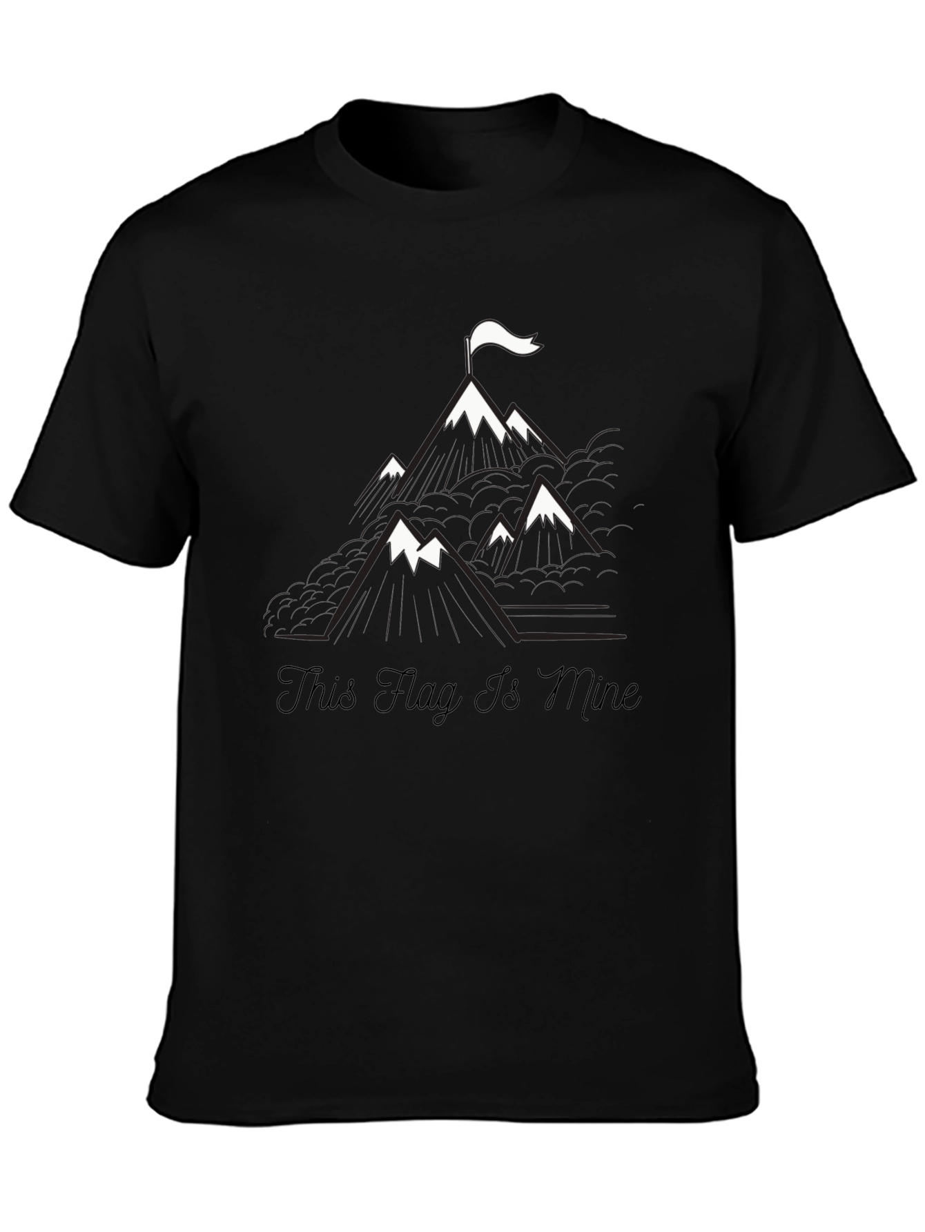 Mountain Flag Graphic Tee - Black Cotton T-Shirt