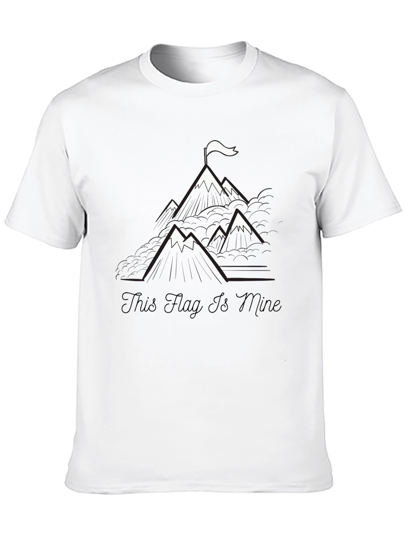 Mountain Flag Graphic Tee - Black Cotton T-Shirt