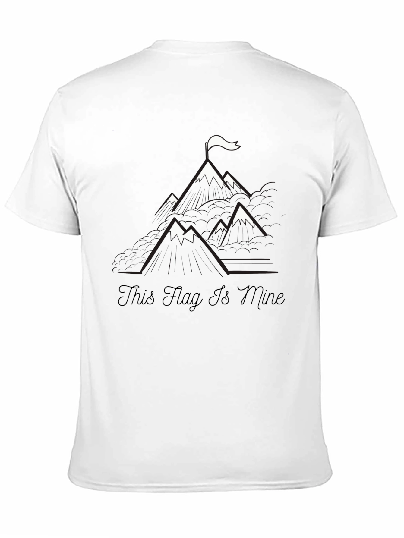 Mountain Flag Graphic Tee - Black Cotton T-Shirt
