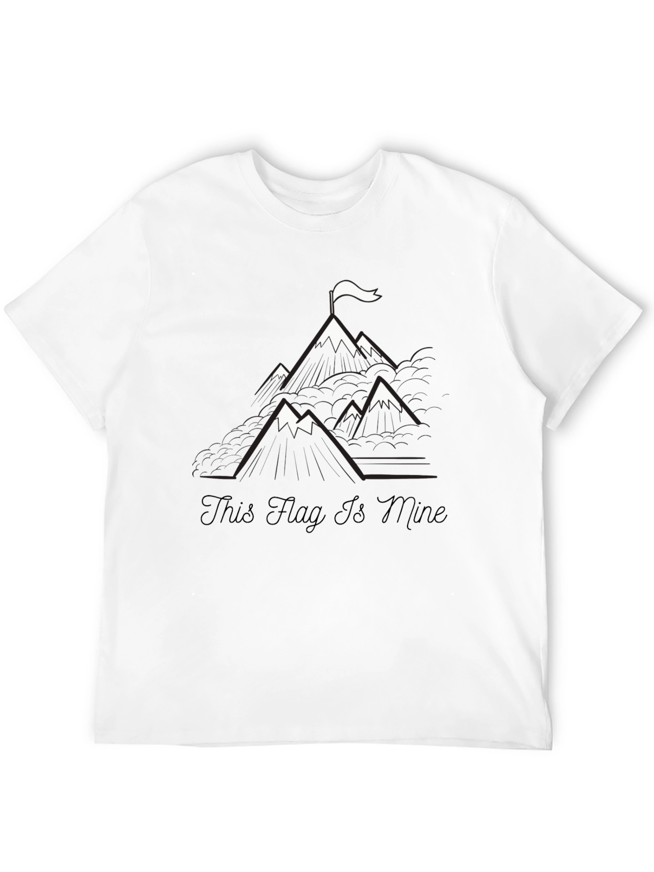 Mountain Flag Graphic Tee - Black Cotton T-Shirt