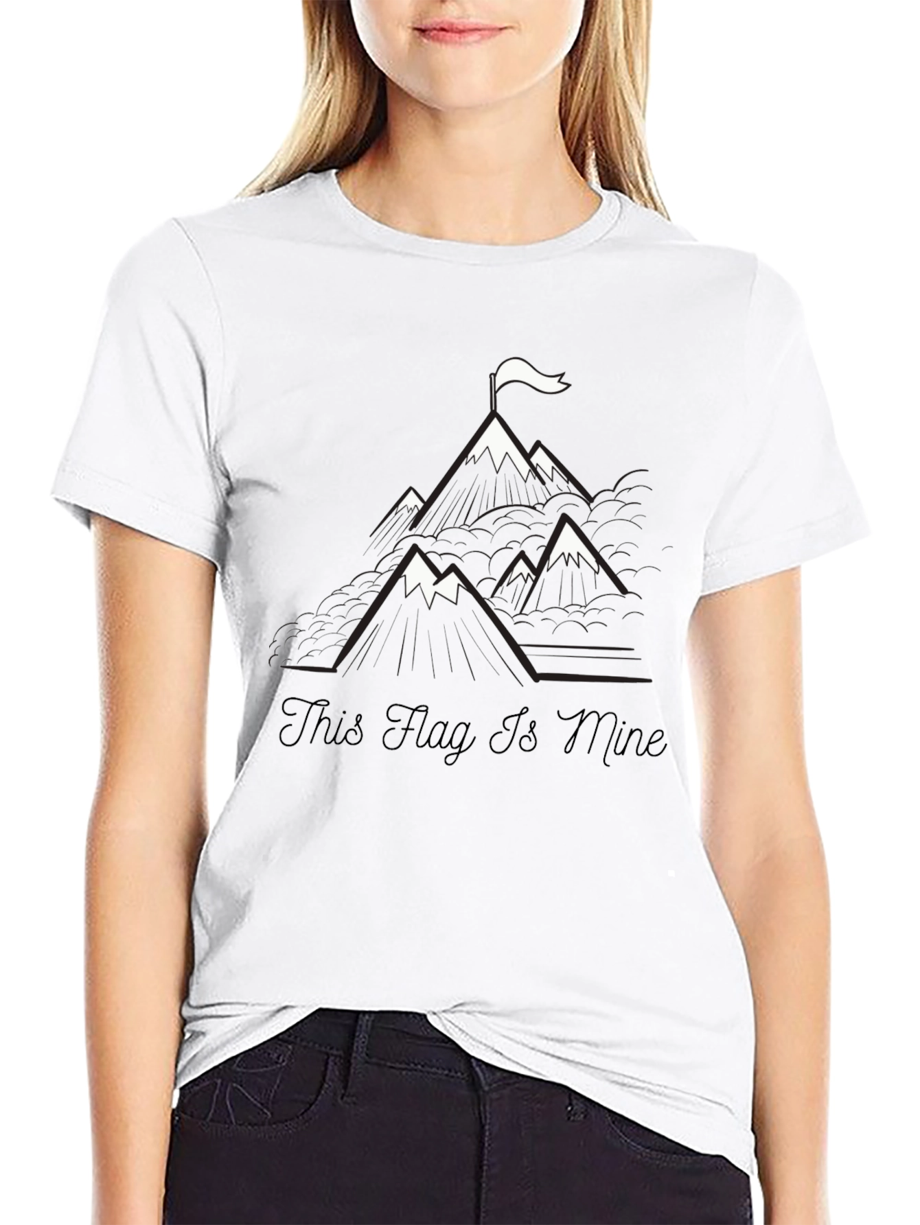 Mountain Flag Graphic Tee - Black Cotton T-Shirt