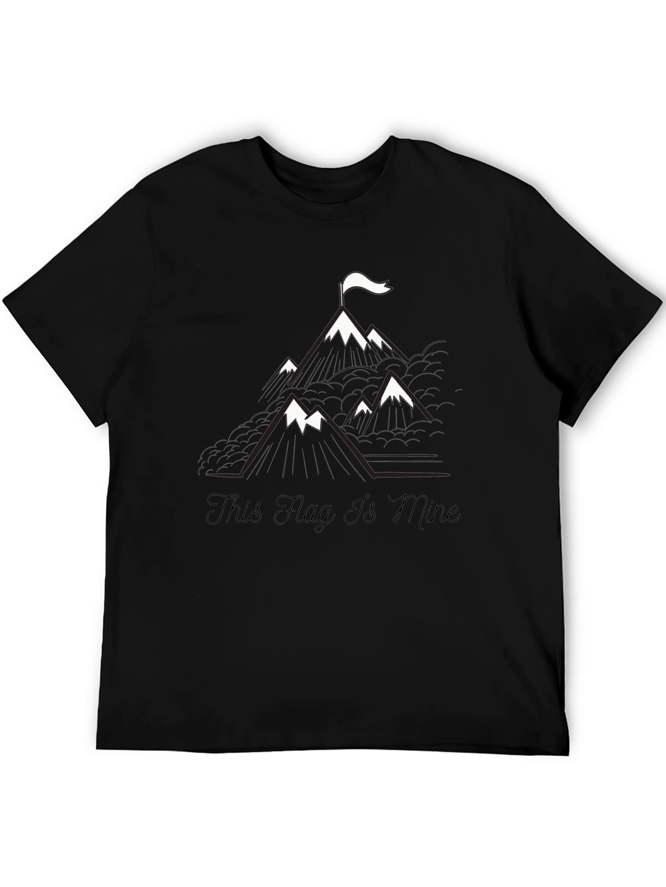 Mountain Flag Graphic Tee - Black Cotton T-Shirt