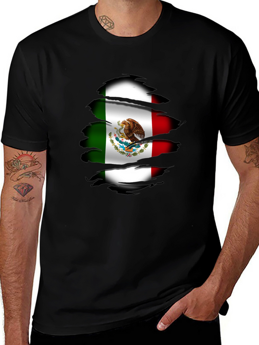 Mexican Flag T-Shirt Ripped Design