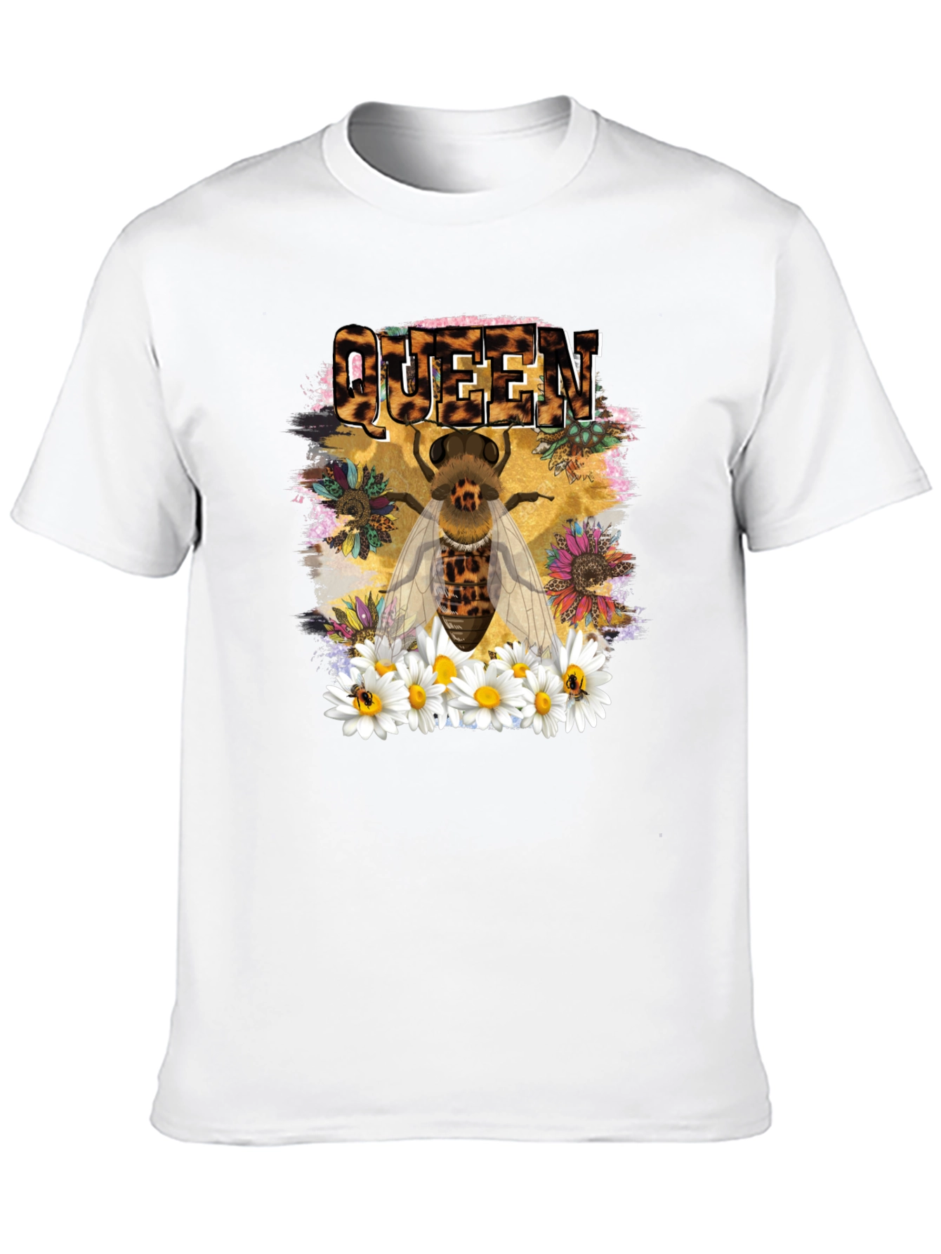 Queen Bee Leopard Print Graphic T-Shirt