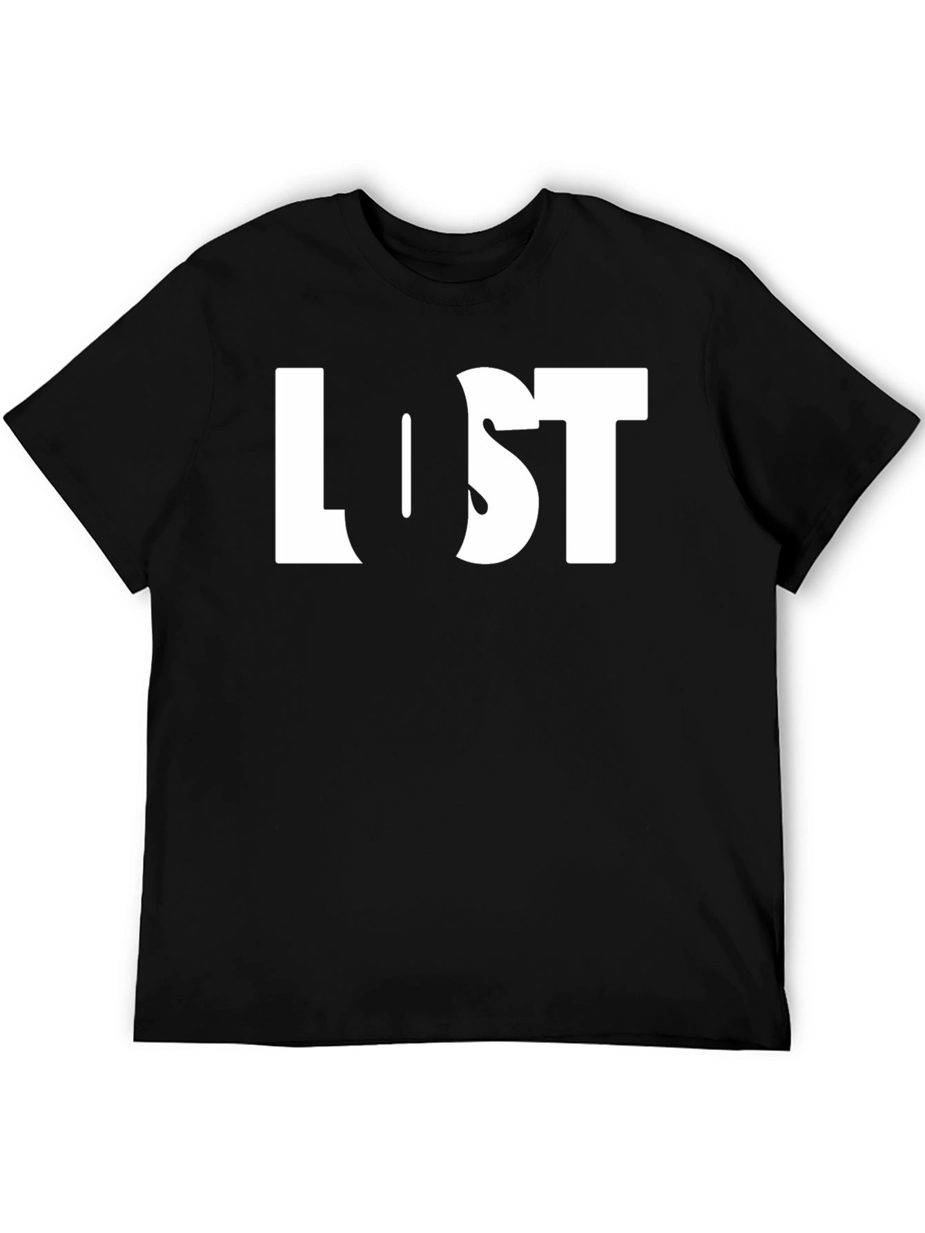 Lost Graphic Print Black Crew Neck T-Shirt