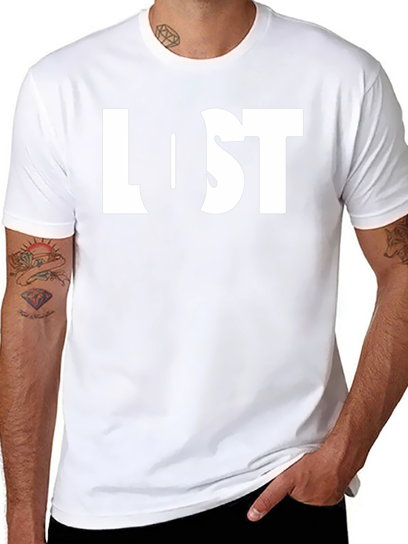 Lost Graphic Print Black Crew Neck T-Shirt