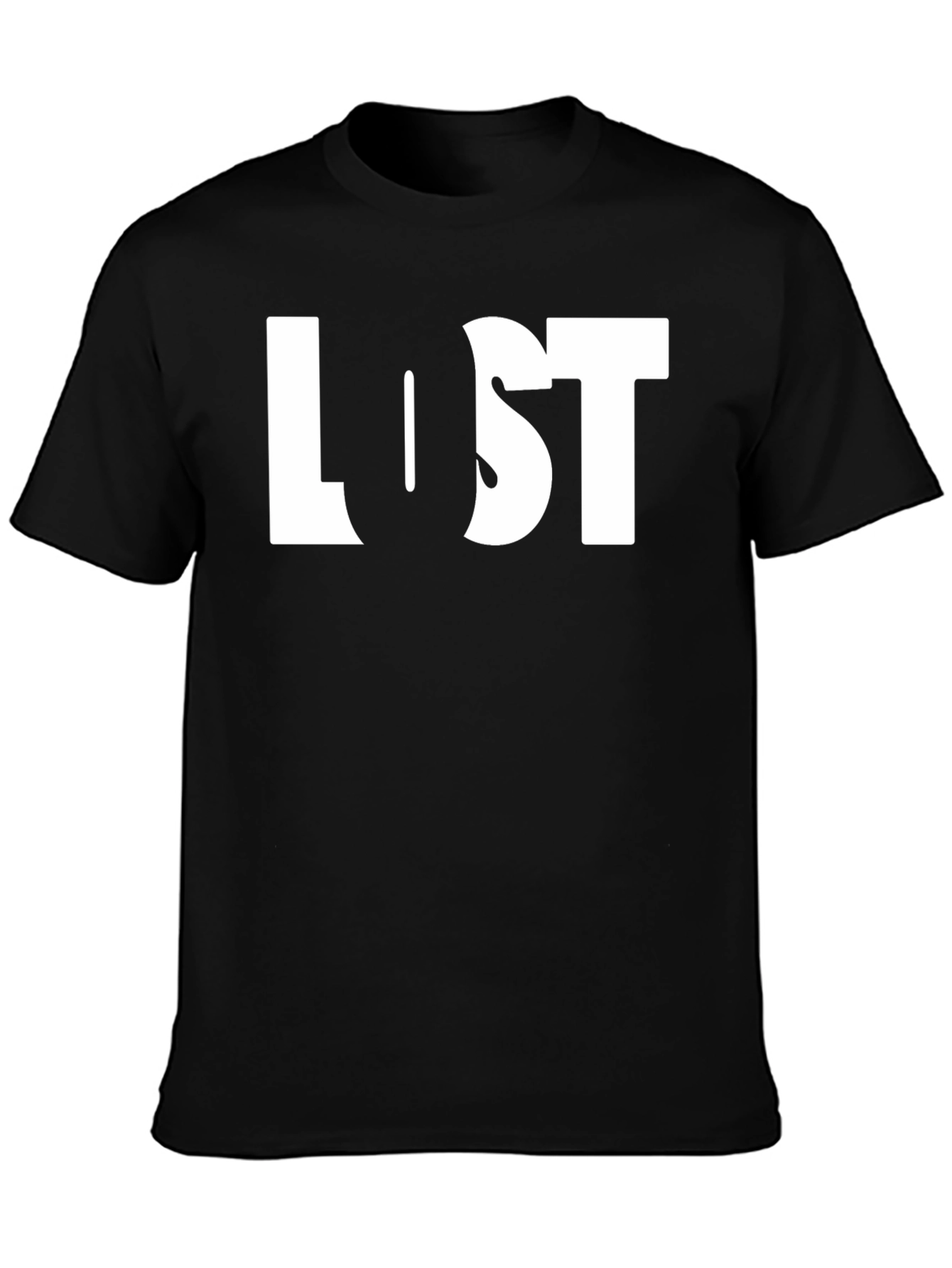 Lost Graphic Print Black Crew Neck T-Shirt