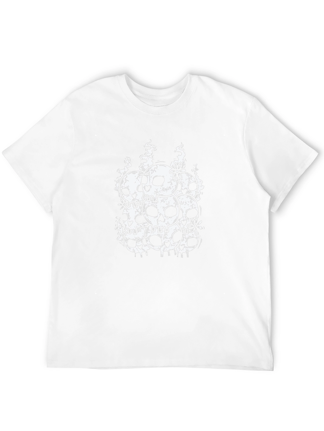 Skull & Flower Graphic Tee - Black Cotton Blend
