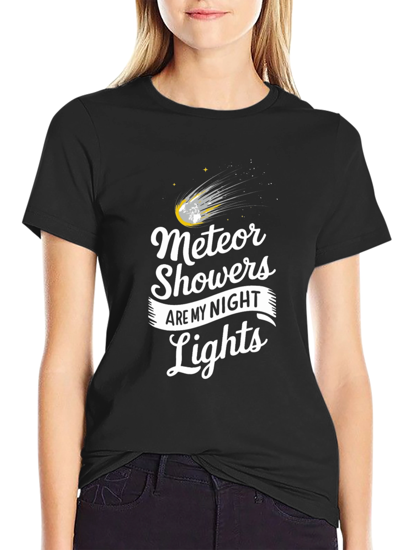 Meteor Showers Black Graphic T-Shirt