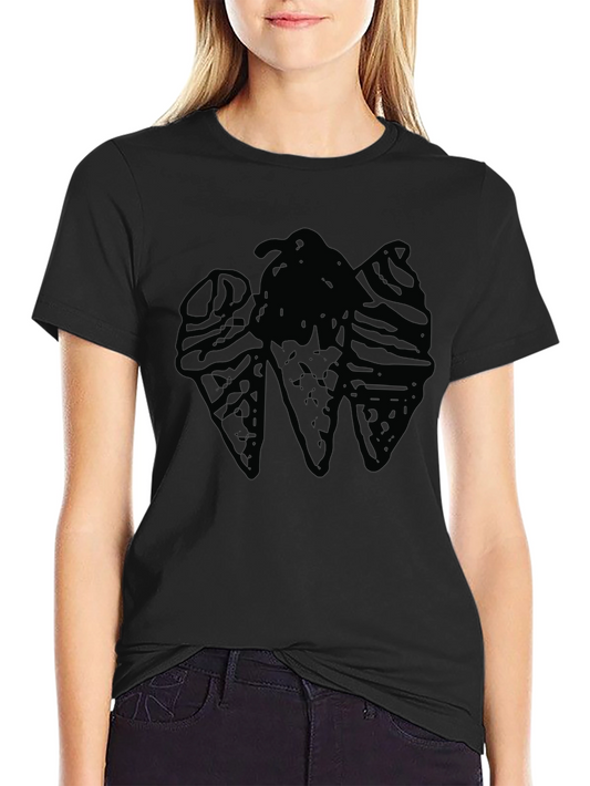 Ice Cream Cone Graphic Tee - Black Casual T-Shirt