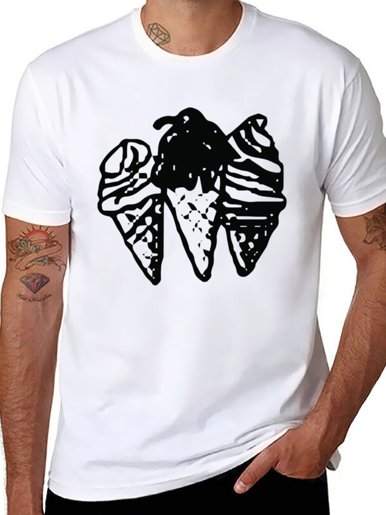Ice Cream Cone Graphic Tee - Black Casual T-Shirt