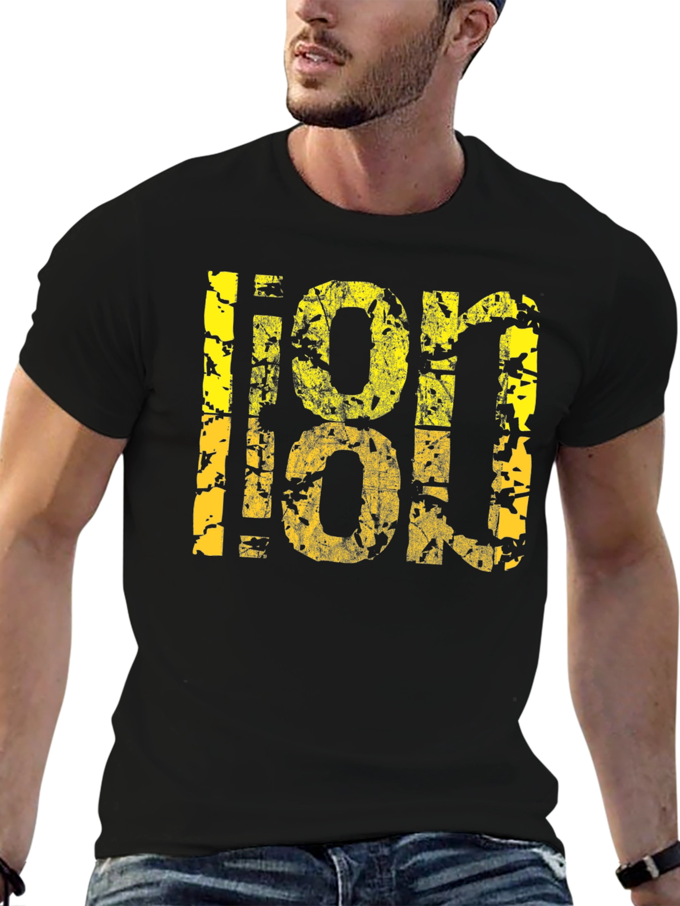 Distressed LOL Graphic Tee - Black Casual T-Shirt
