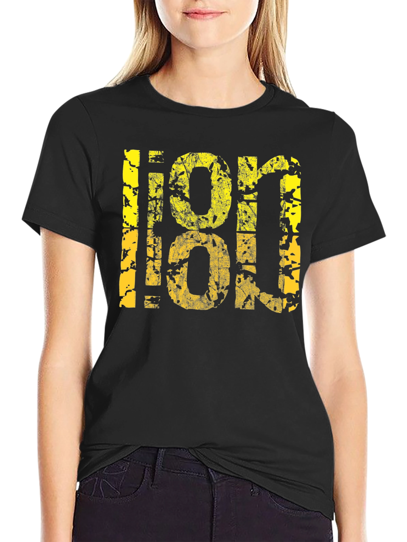 Distressed LOL Graphic Tee - Black Casual T-Shirt