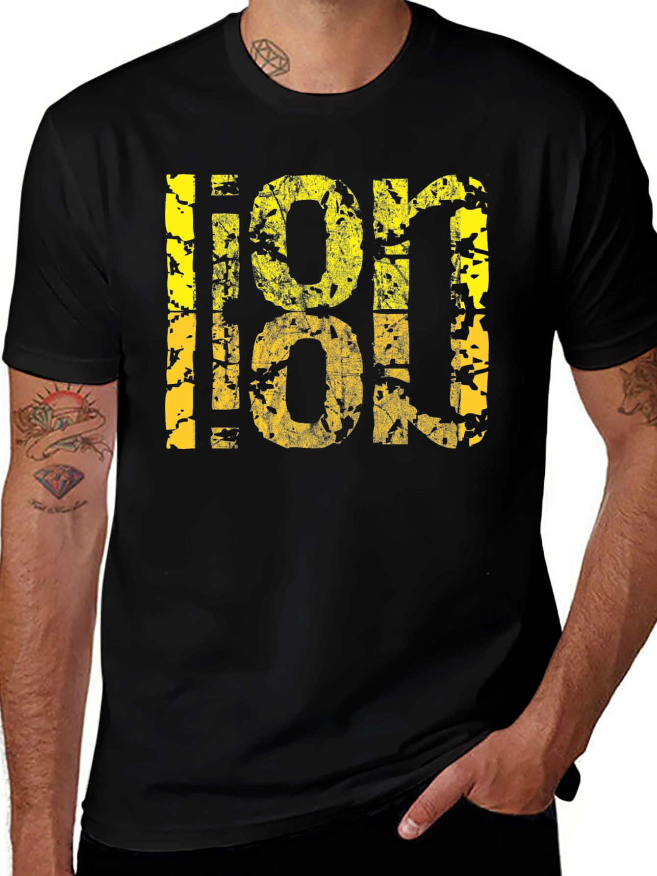 Distressed LOL Graphic Tee - Black Casual T-Shirt