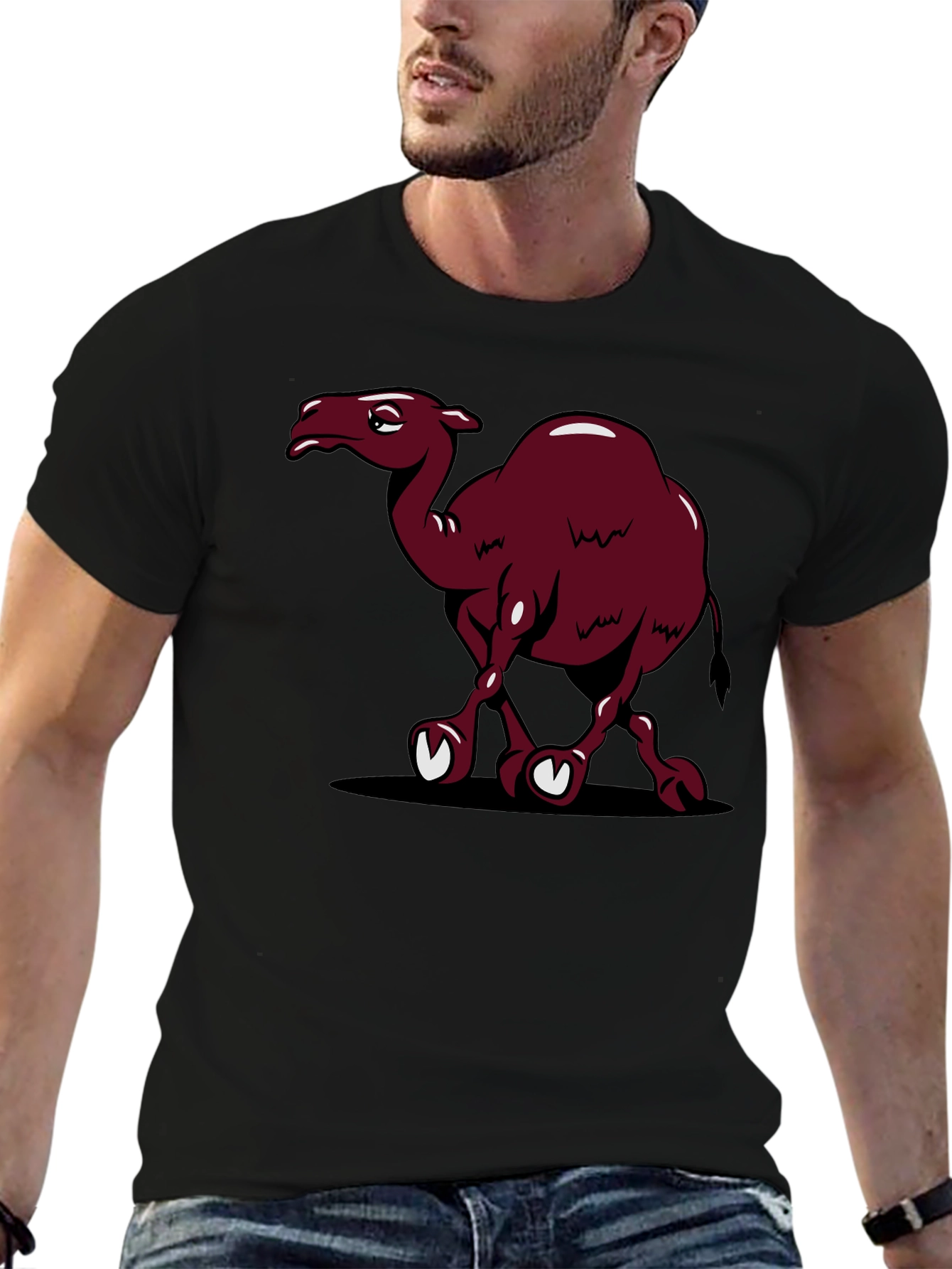 Camel Cartoon Black T-Shirt