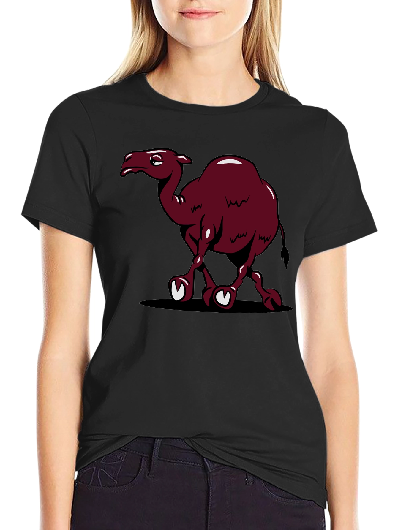 Camel Cartoon Black T-Shirt