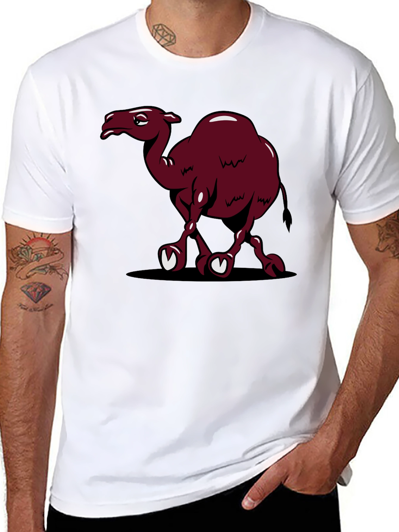 Camel Cartoon Black T-Shirt