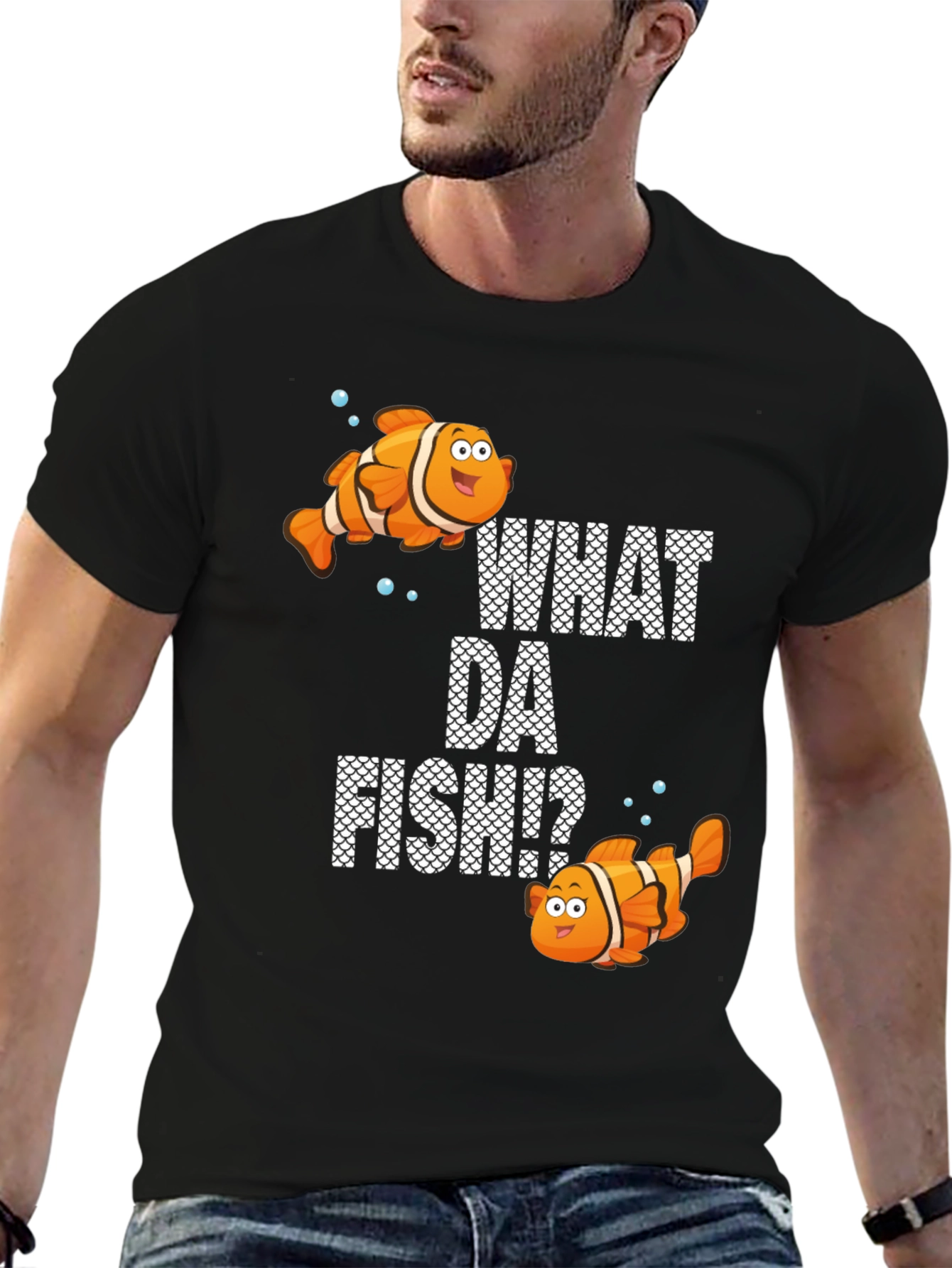 What Da Fish? Graphic T-Shirt Clownfish Design