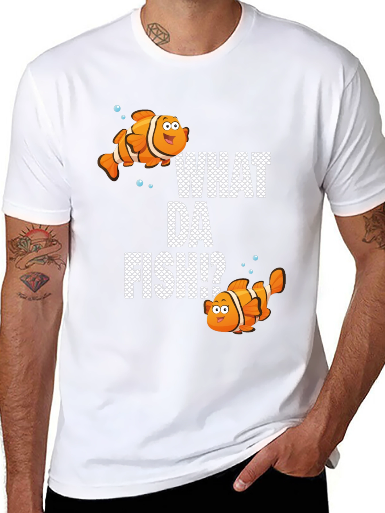 What Da Fish? Graphic T-Shirt Clownfish Design