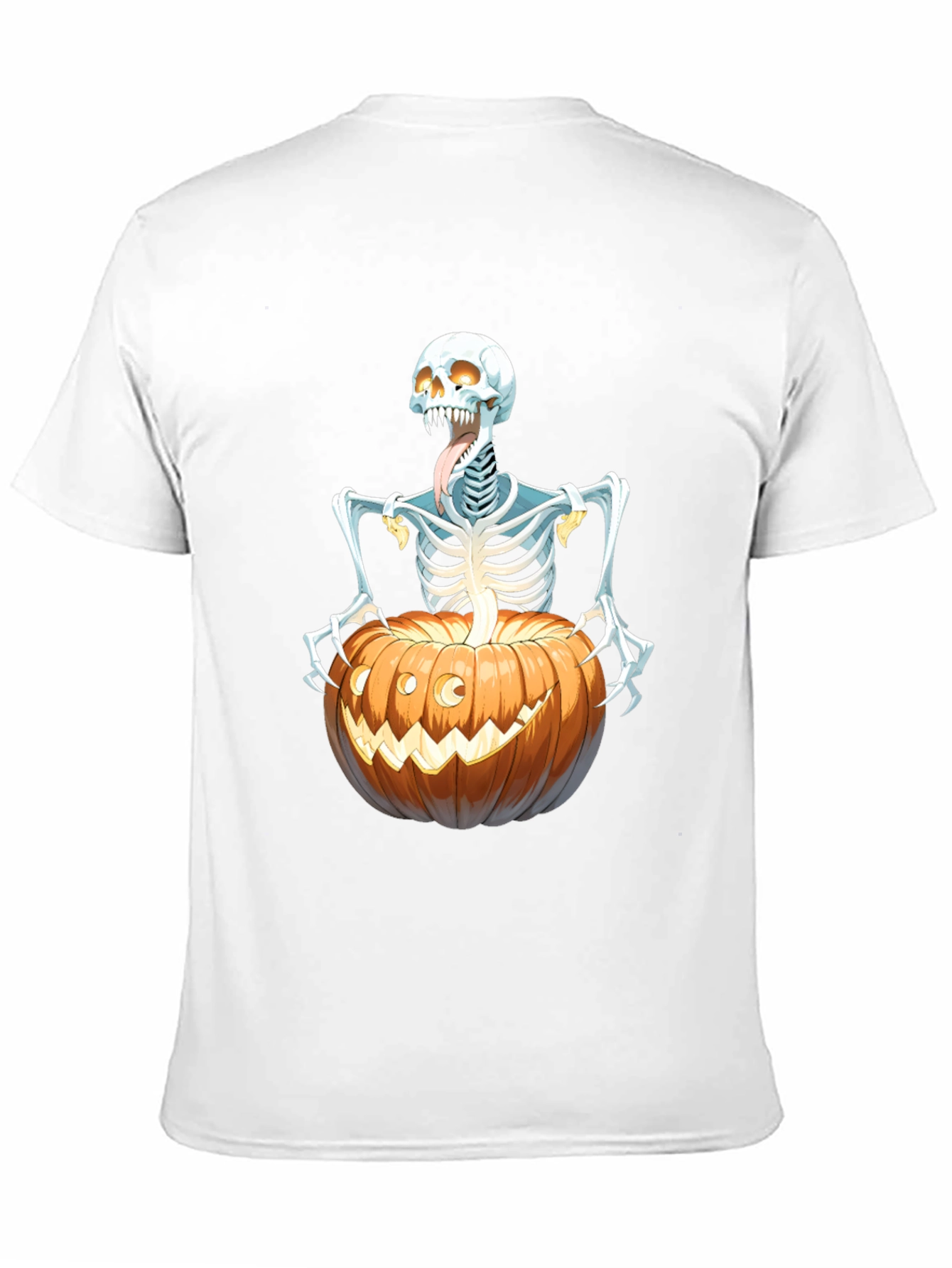 Spooky Skeleton Pumpkin Graphic Tee - Halloween Shirt