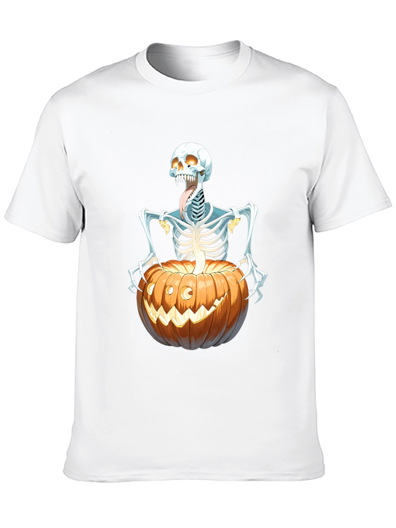 Spooky Skeleton Pumpkin Graphic Tee - Halloween Shirt