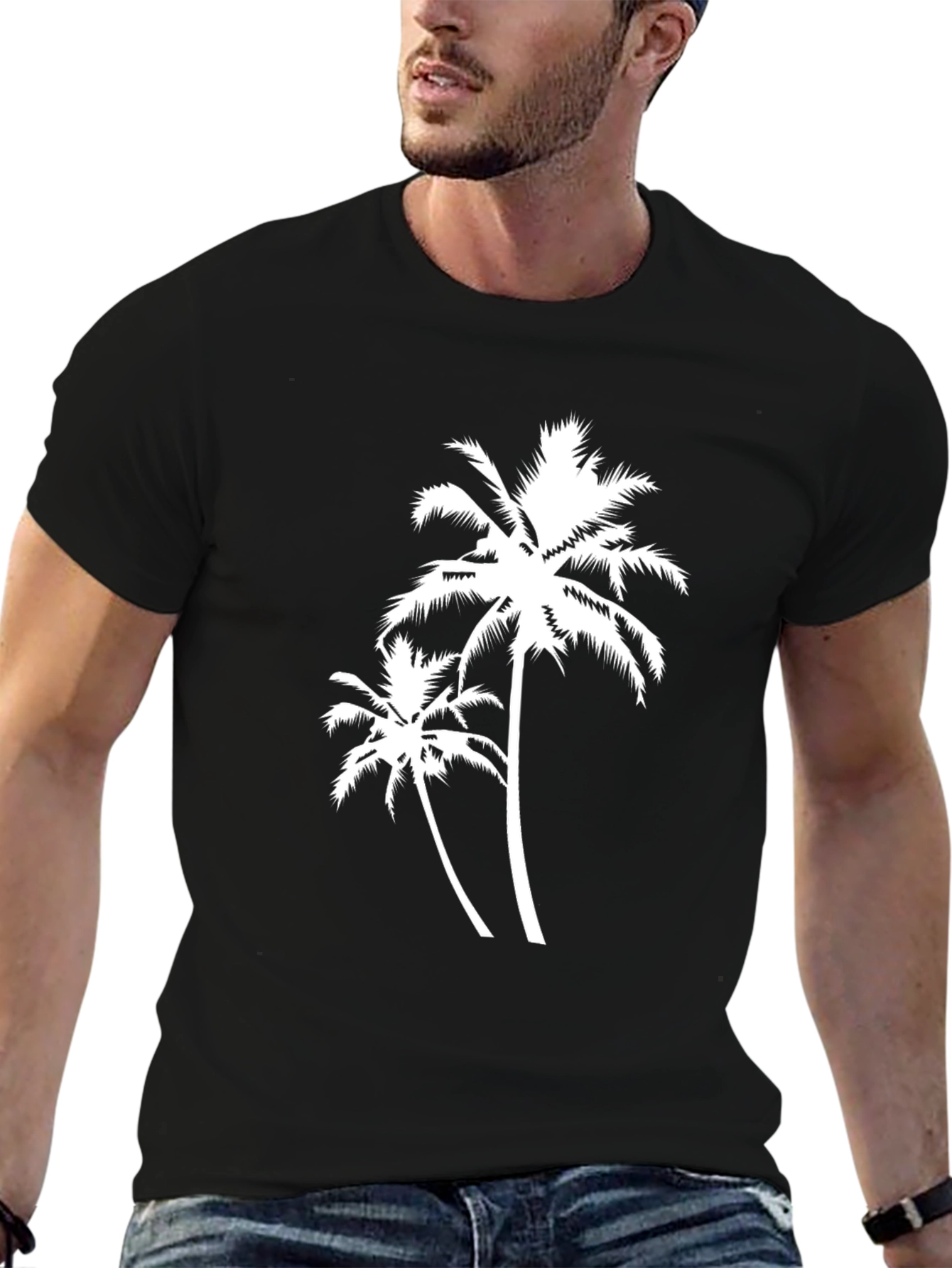 Palm Tree Graphic T-Shirt - Black