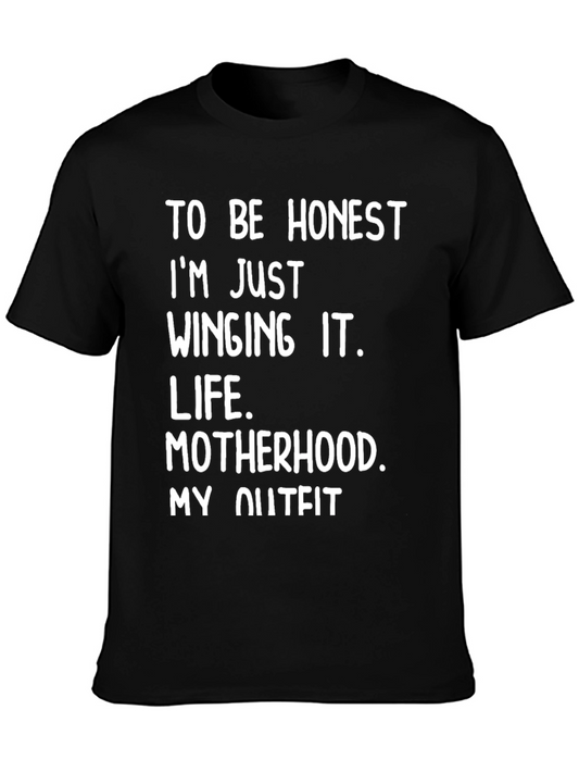 Funny Winging It Motherhood Tee
