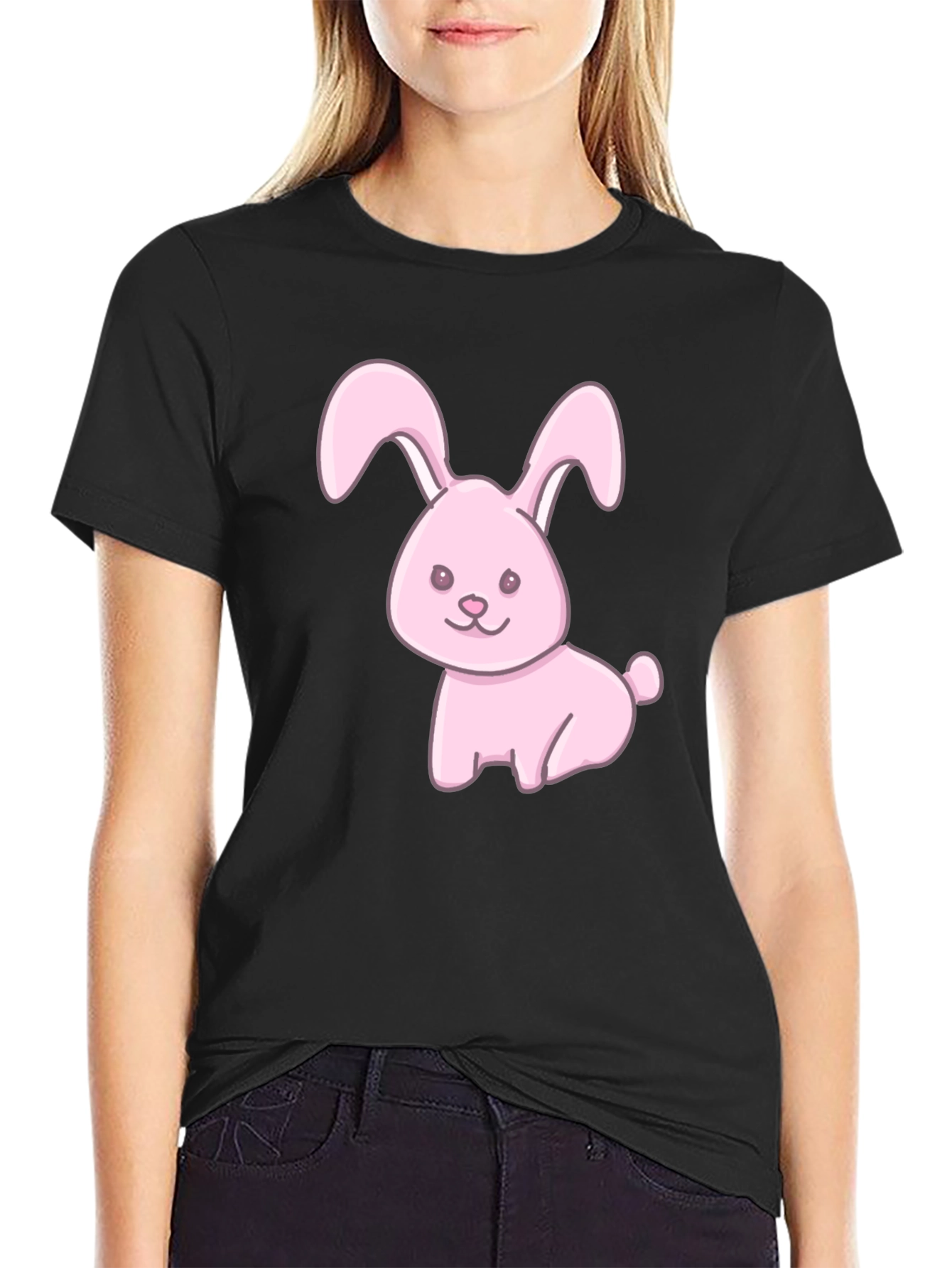 Cute Pink Bunny Graphic T-Shirt