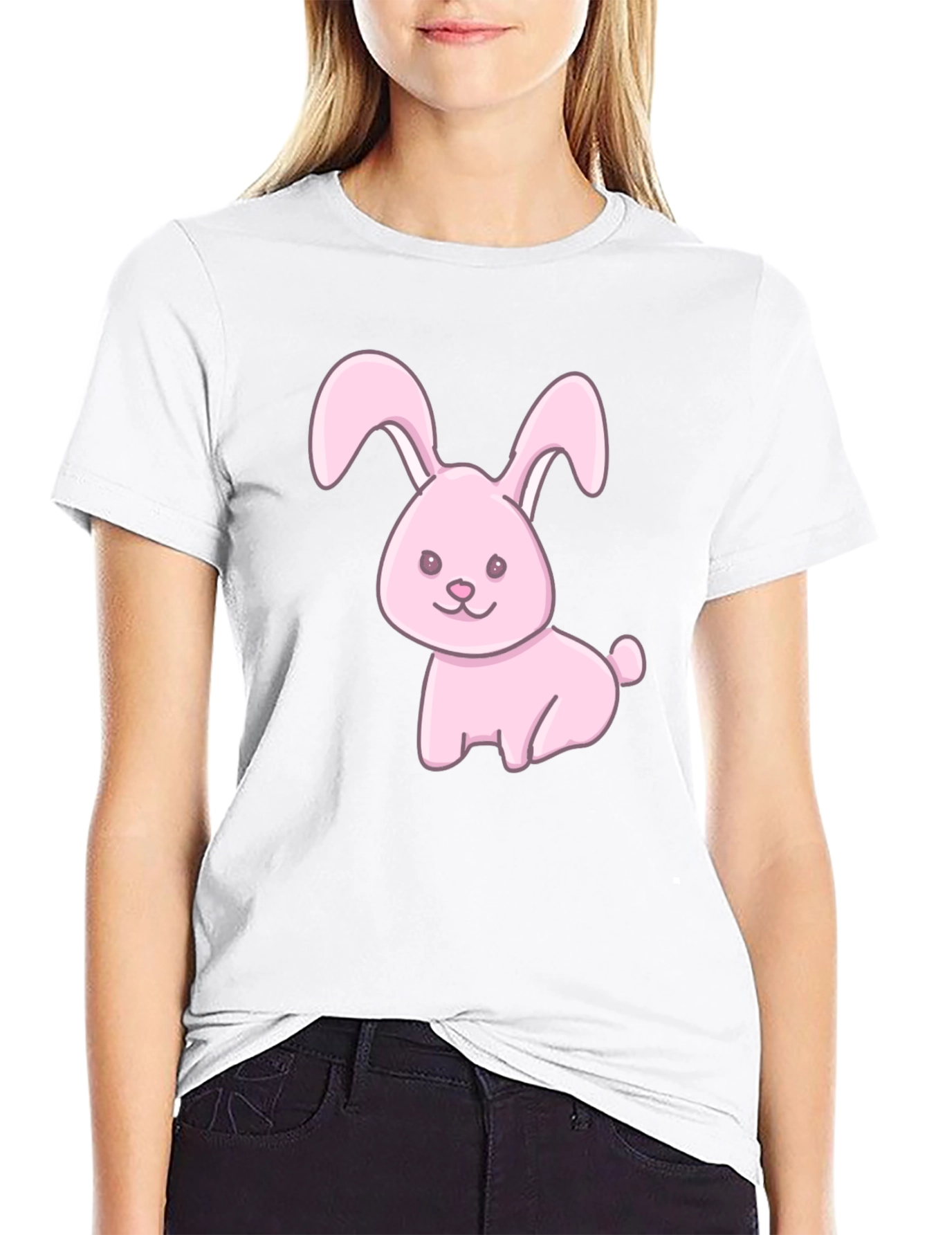 Cute Pink Bunny Graphic T-Shirt