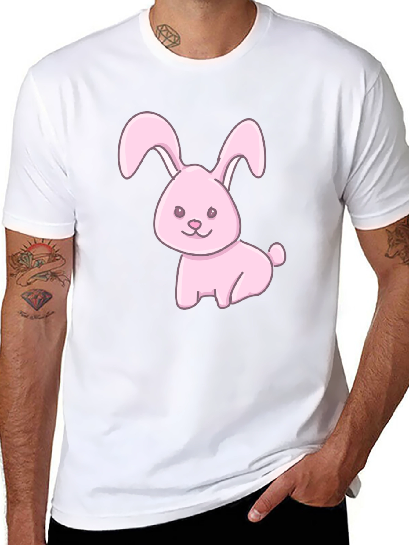 Cute Pink Bunny Graphic T-Shirt
