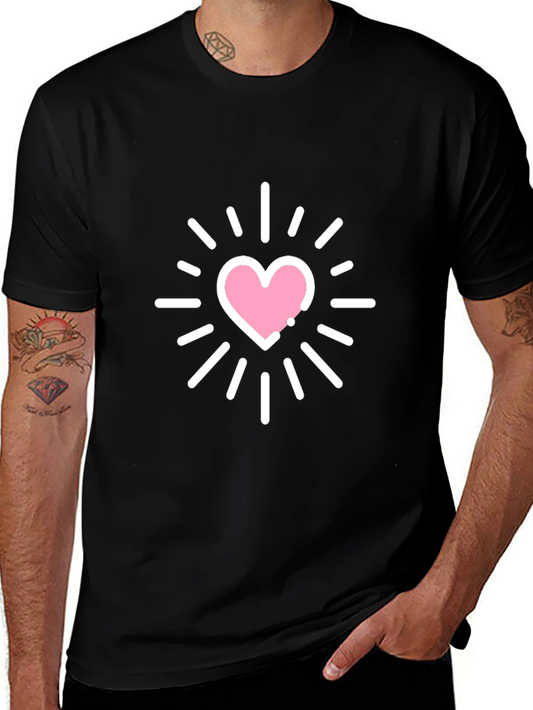 Heart Burst Graphic Tee - Stylish Black T-Shirt
