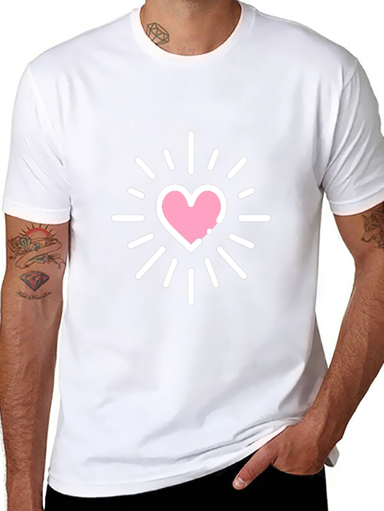 Heart Burst Graphic Tee - Stylish Black T-Shirt