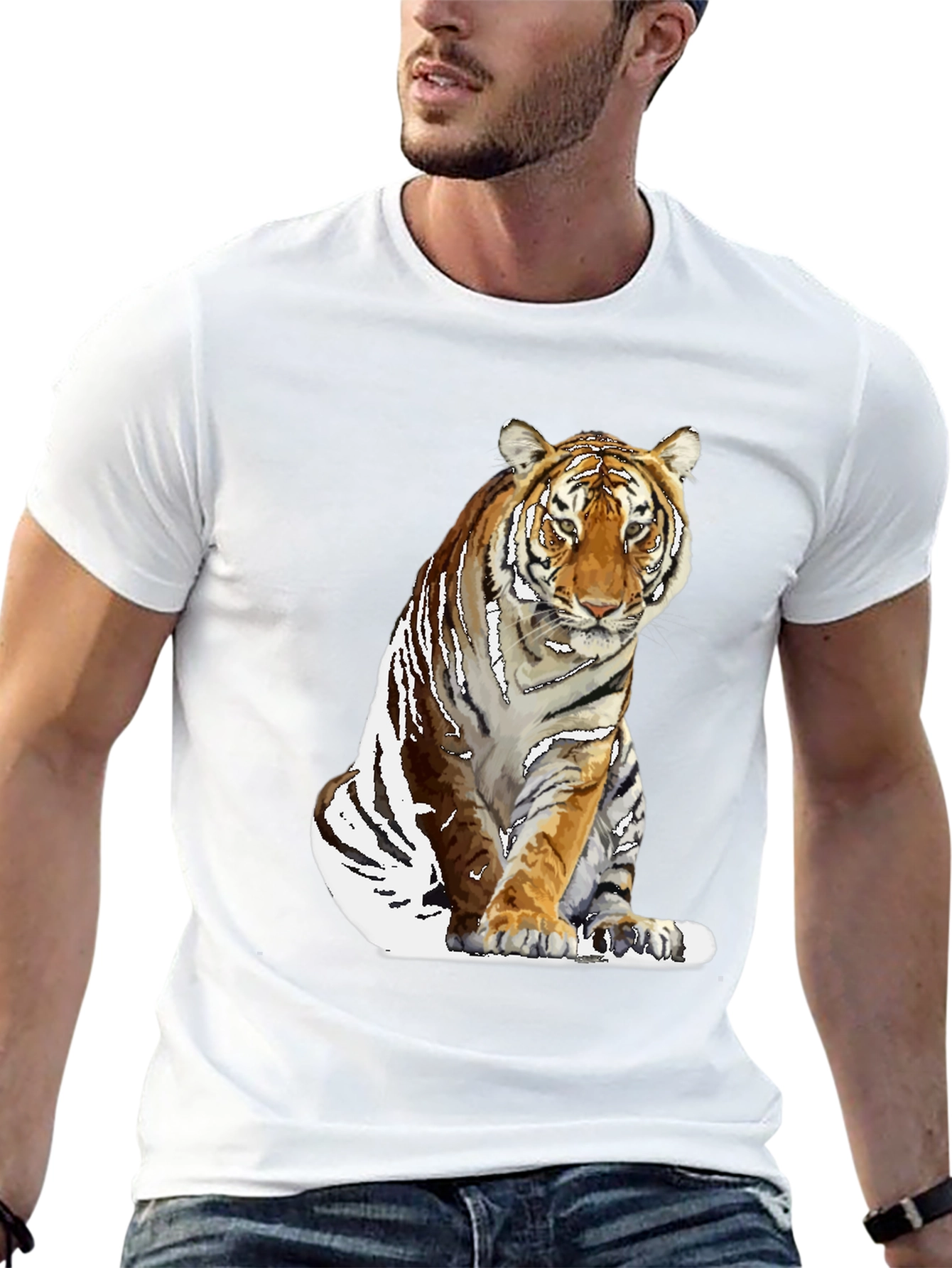 Cool Tiger Graphic Black T-Shirt for Men