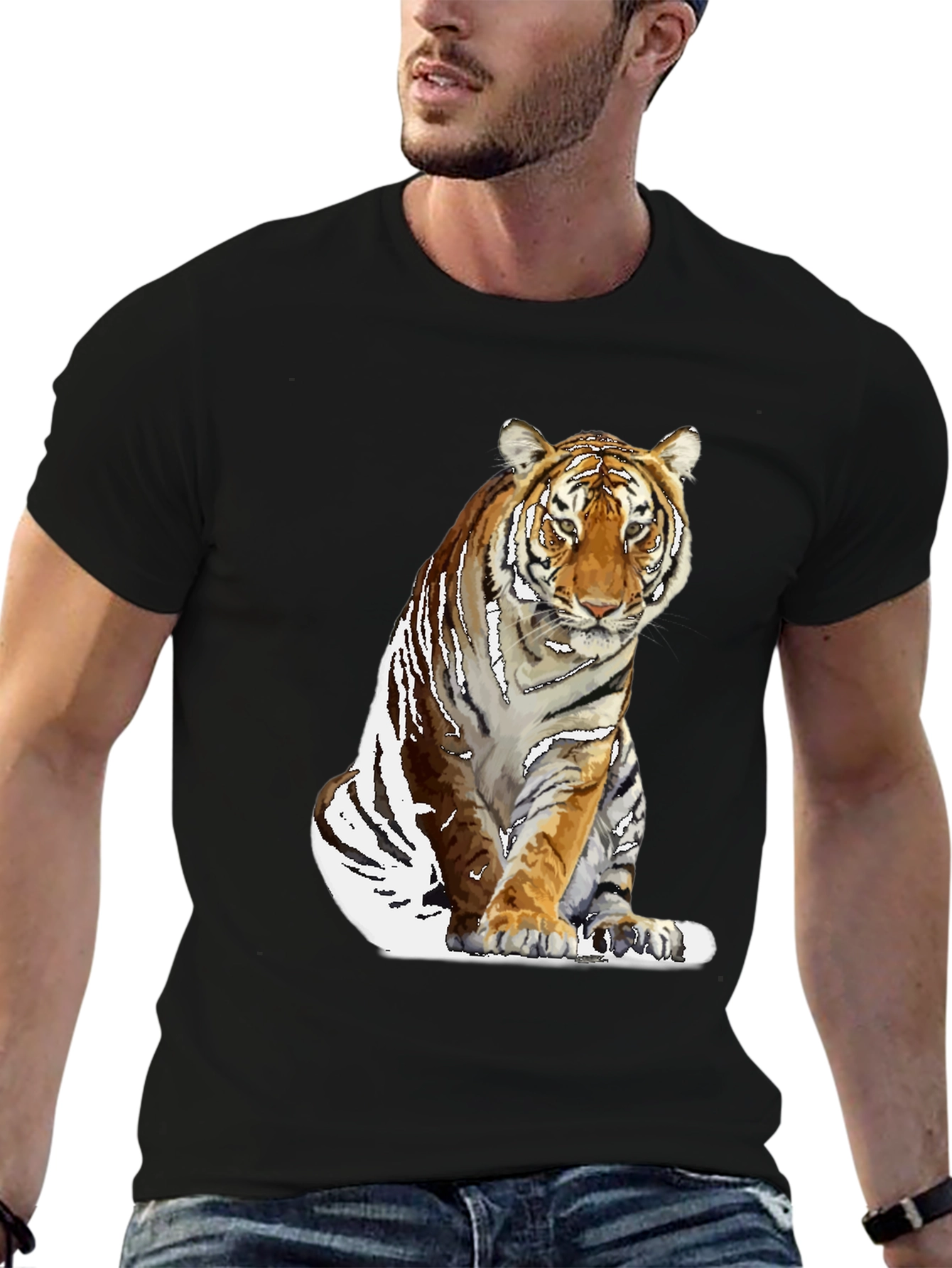 Cool Tiger Graphic Black T-Shirt for Men