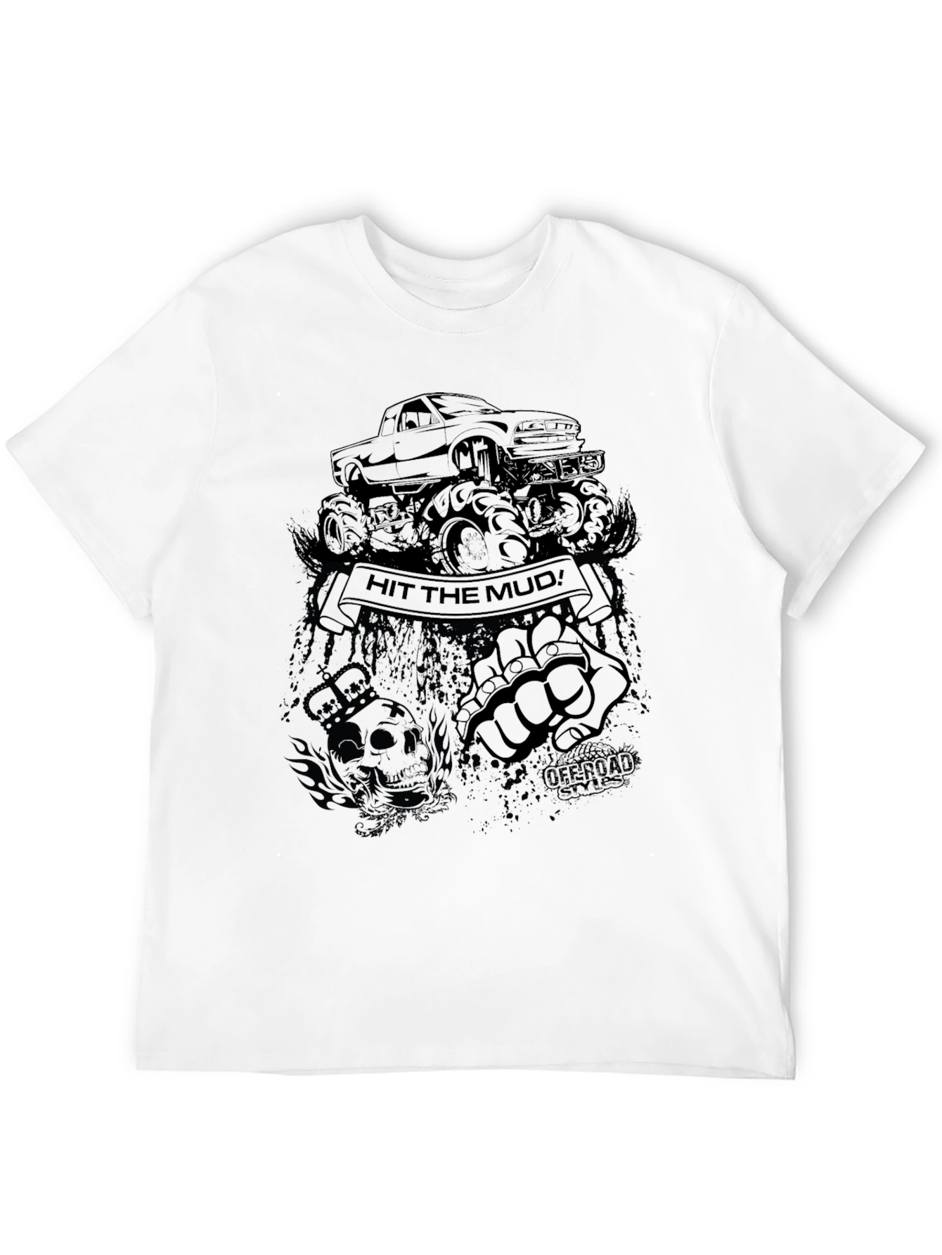 Hit the Mud Black Graphic T-Shirt