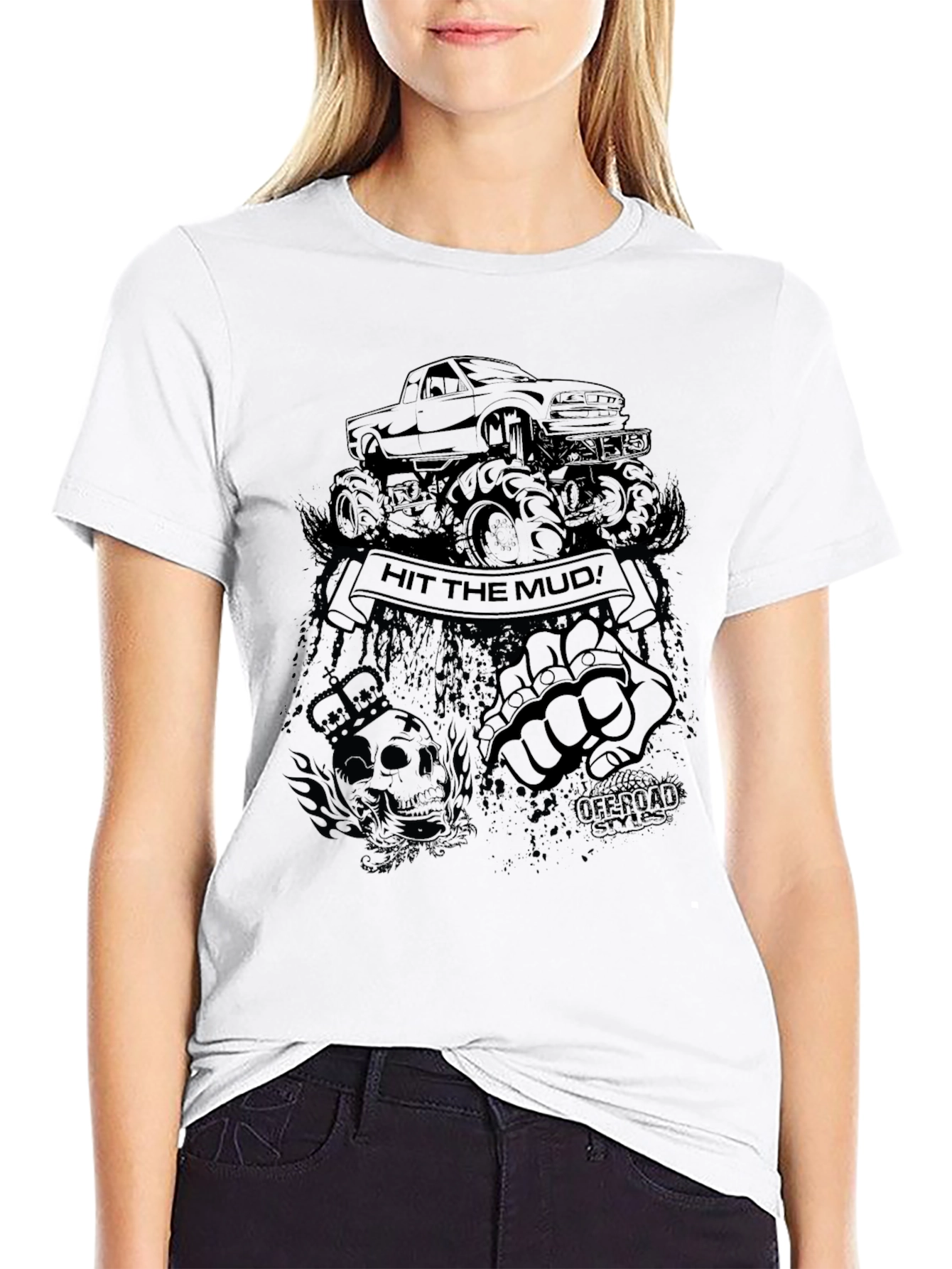 Hit the Mud Black Graphic T-Shirt