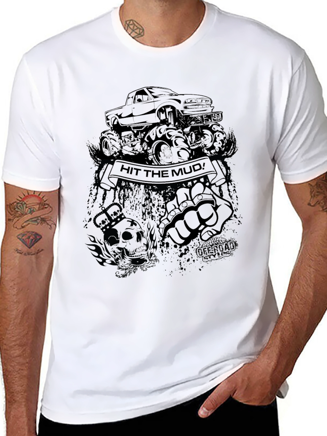 Hit the Mud Black Graphic T-Shirt