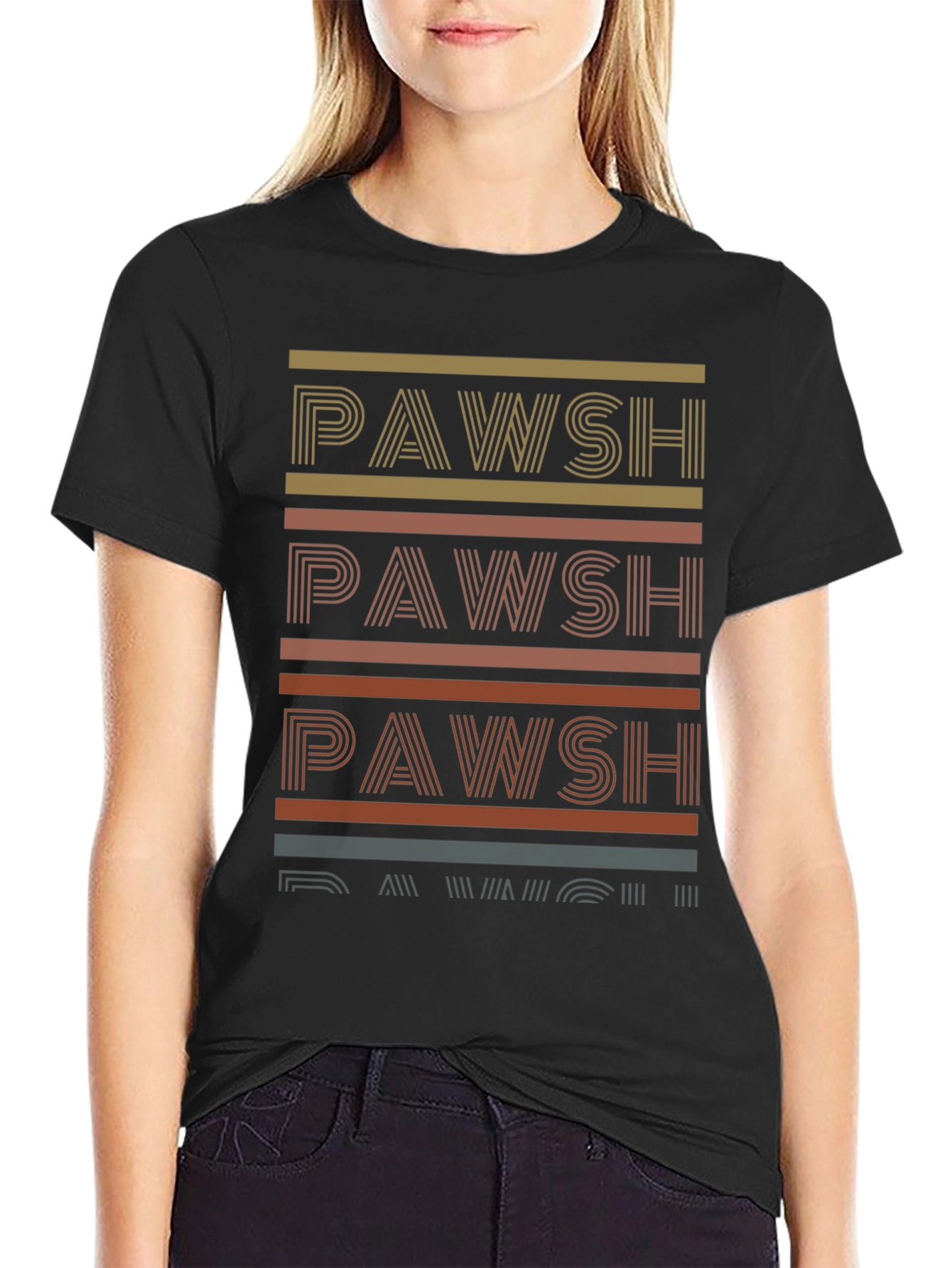 Pawsh Retro Stripe T-Shirt - Trendy Graphic Tee