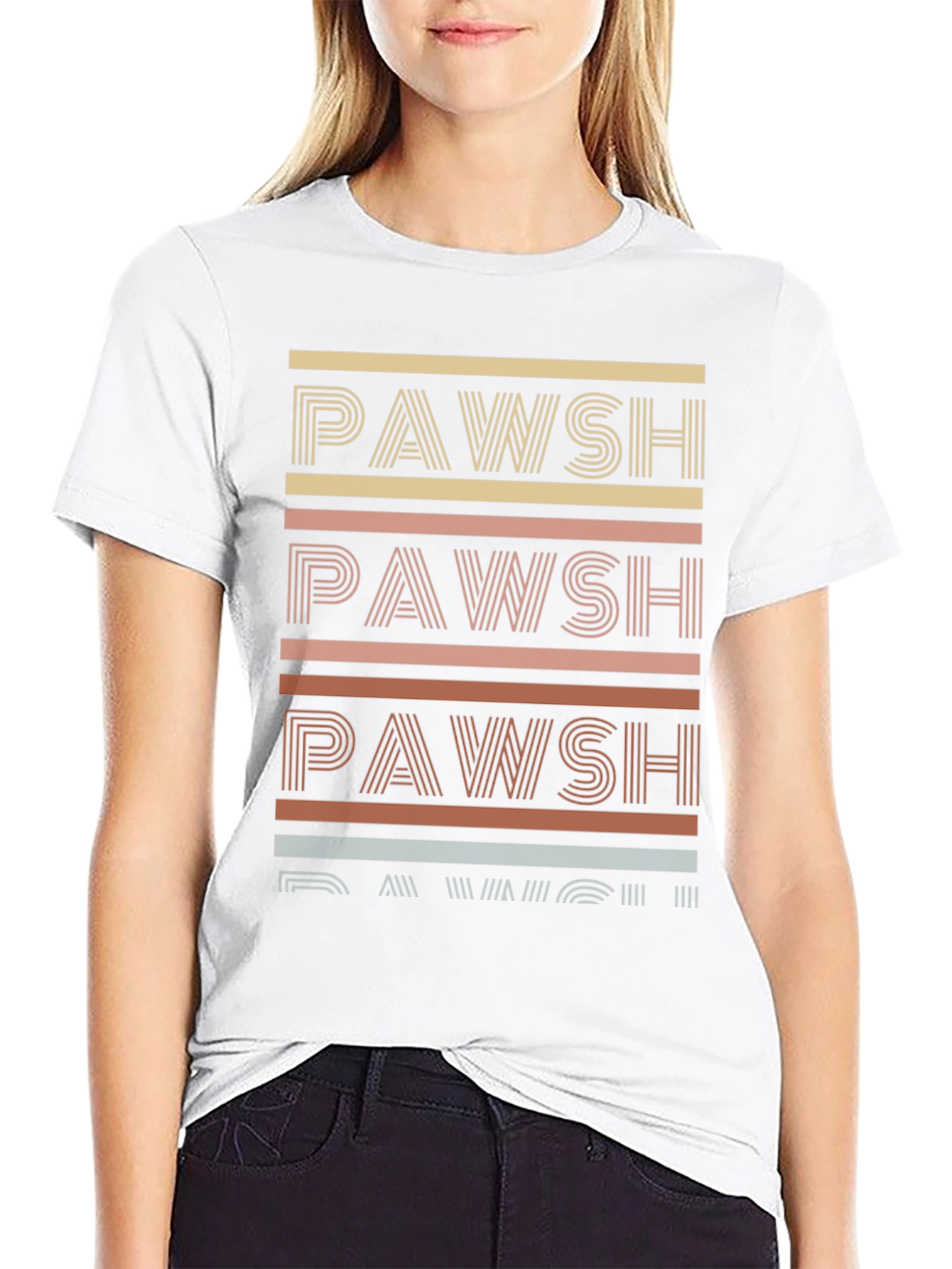 Pawsh Retro Stripe T-Shirt - Trendy Graphic Tee
