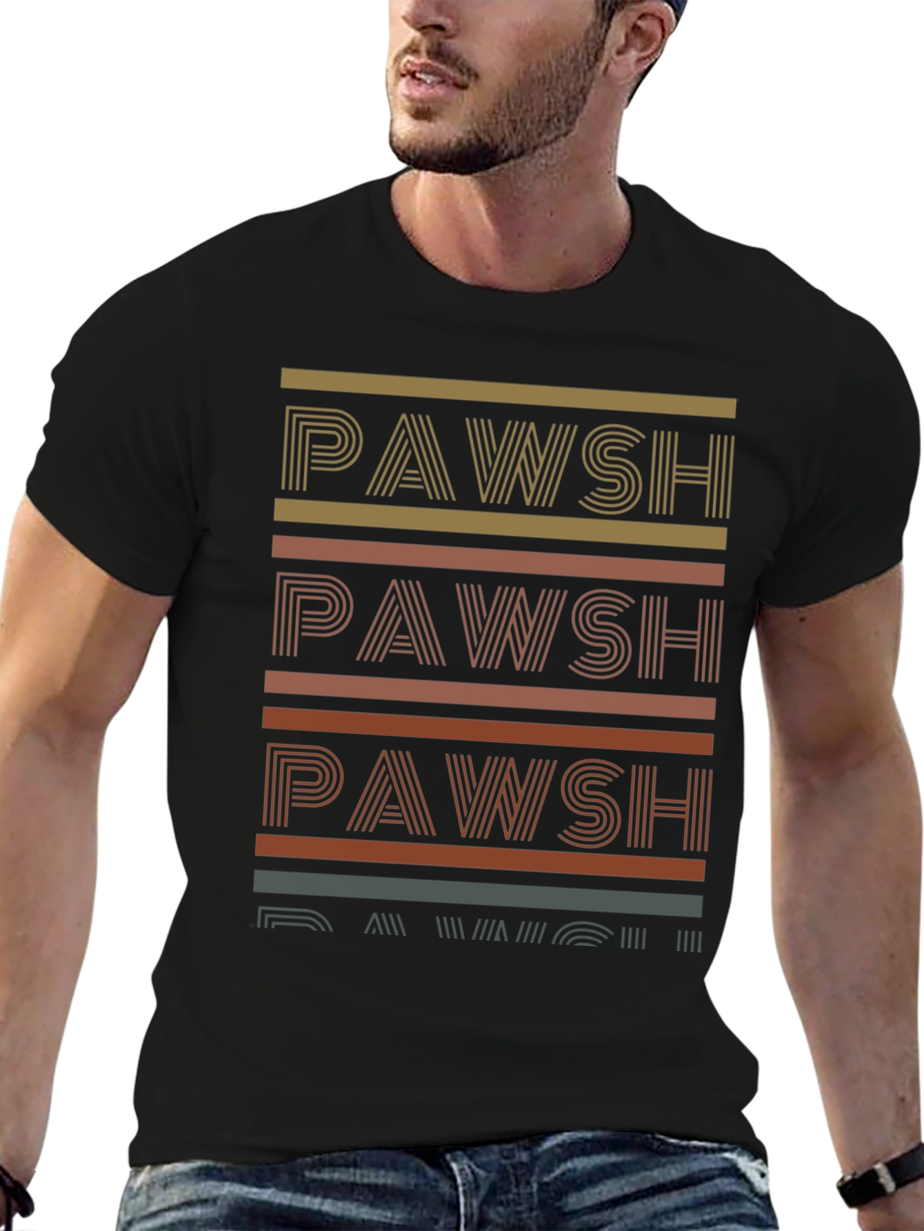 Pawsh Retro Stripe T-Shirt - Trendy Graphic Tee