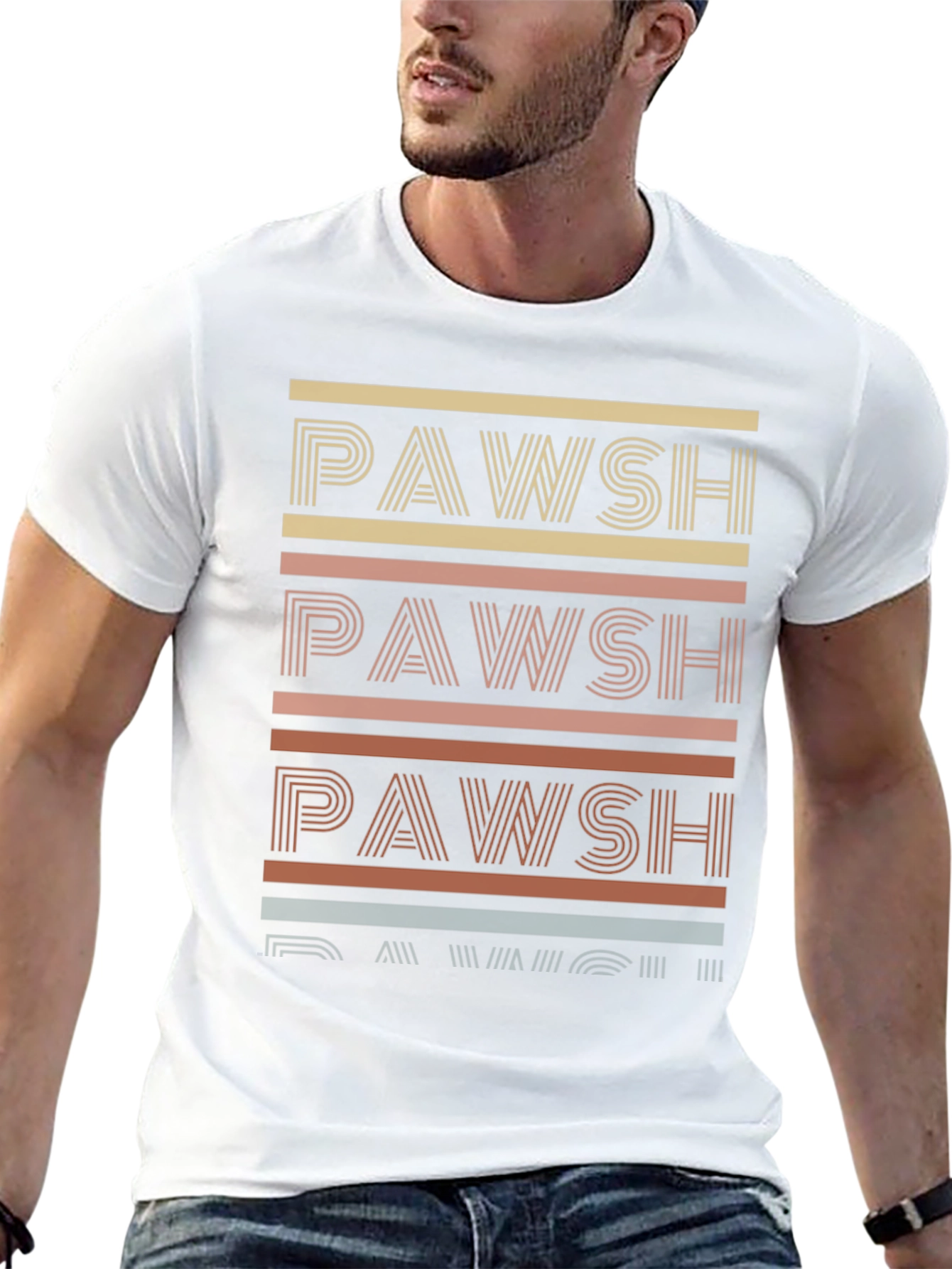 Pawsh Retro Stripe T-Shirt - Trendy Graphic Tee