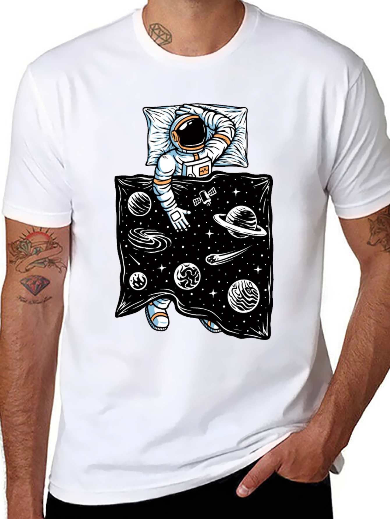 Astronaut in Space Bed T-Shirt - Relax in Style!