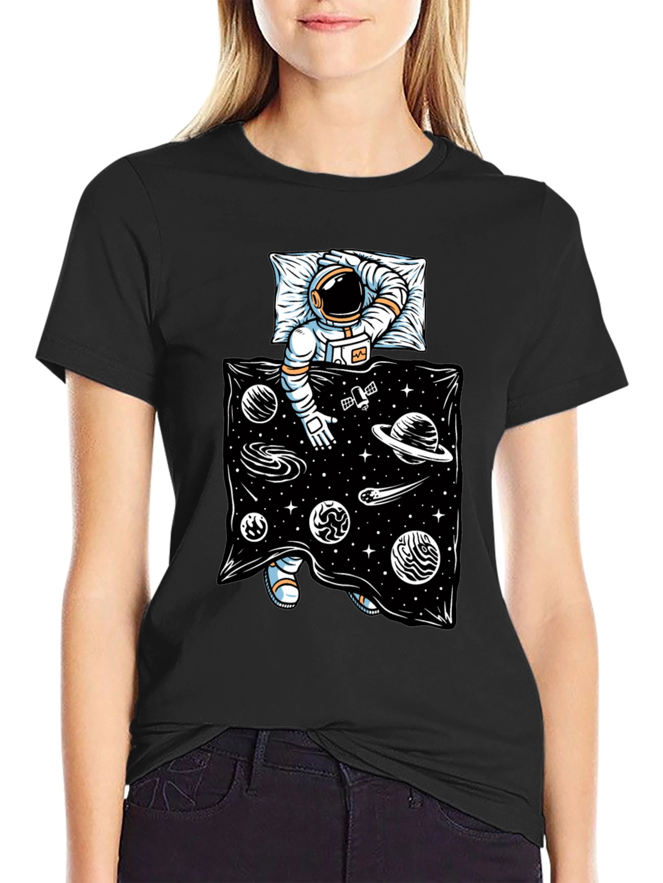 Astronaut in Space Bed T-Shirt - Relax in Style!