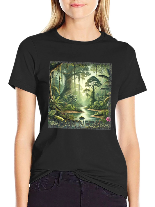 Taman Negara Jungle Print Black T-Shirt