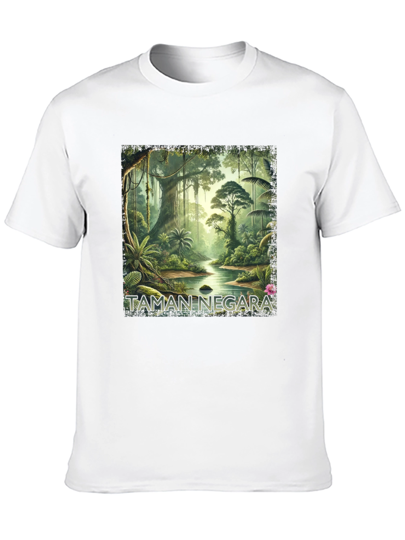 Taman Negara Jungle Print Black T-Shirt