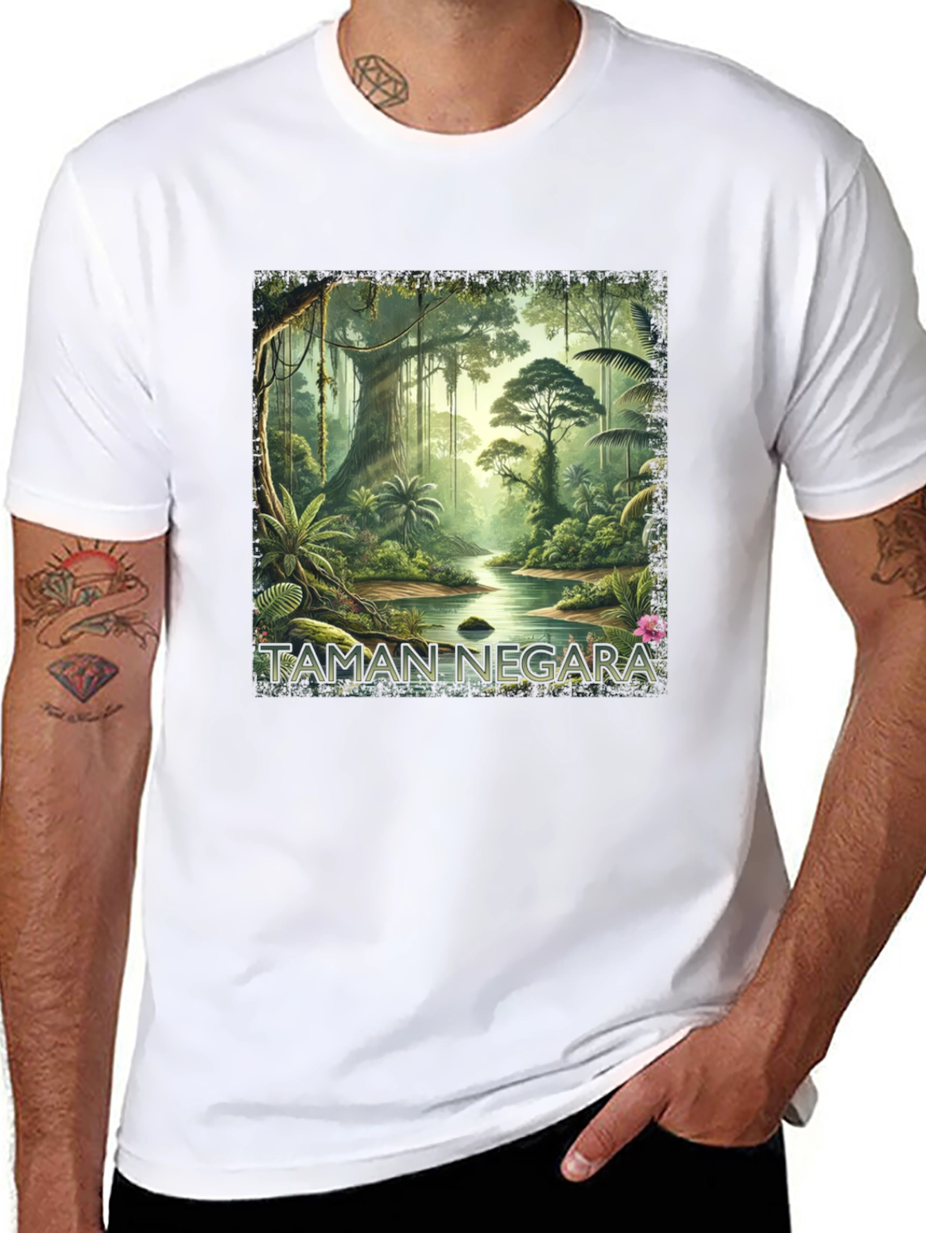 Taman Negara Jungle Print Black T-Shirt